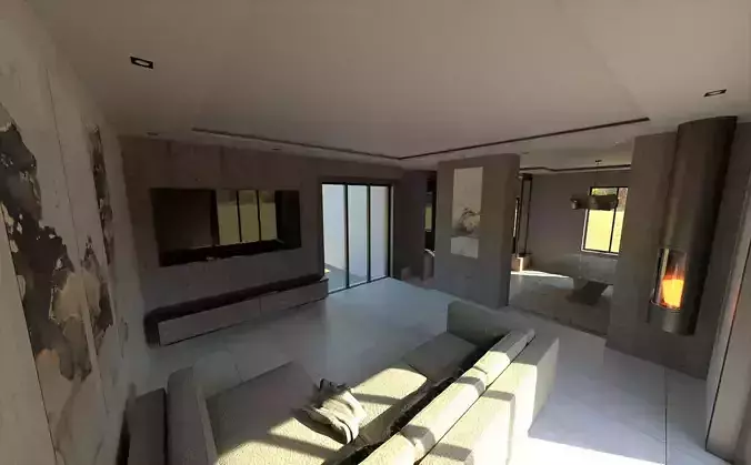 Modern house loft interior 3D model