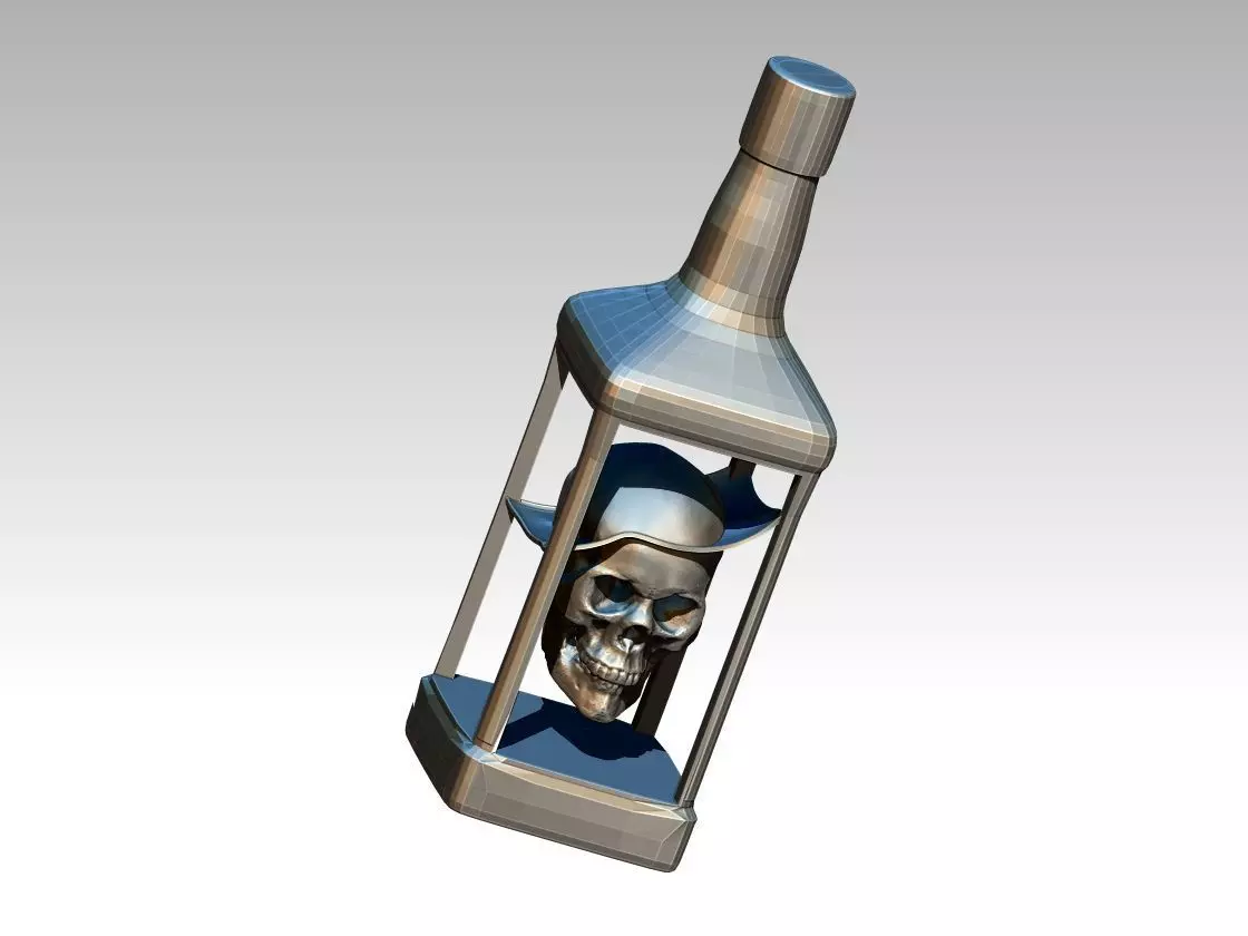JD bottle skull pendant 3D print model