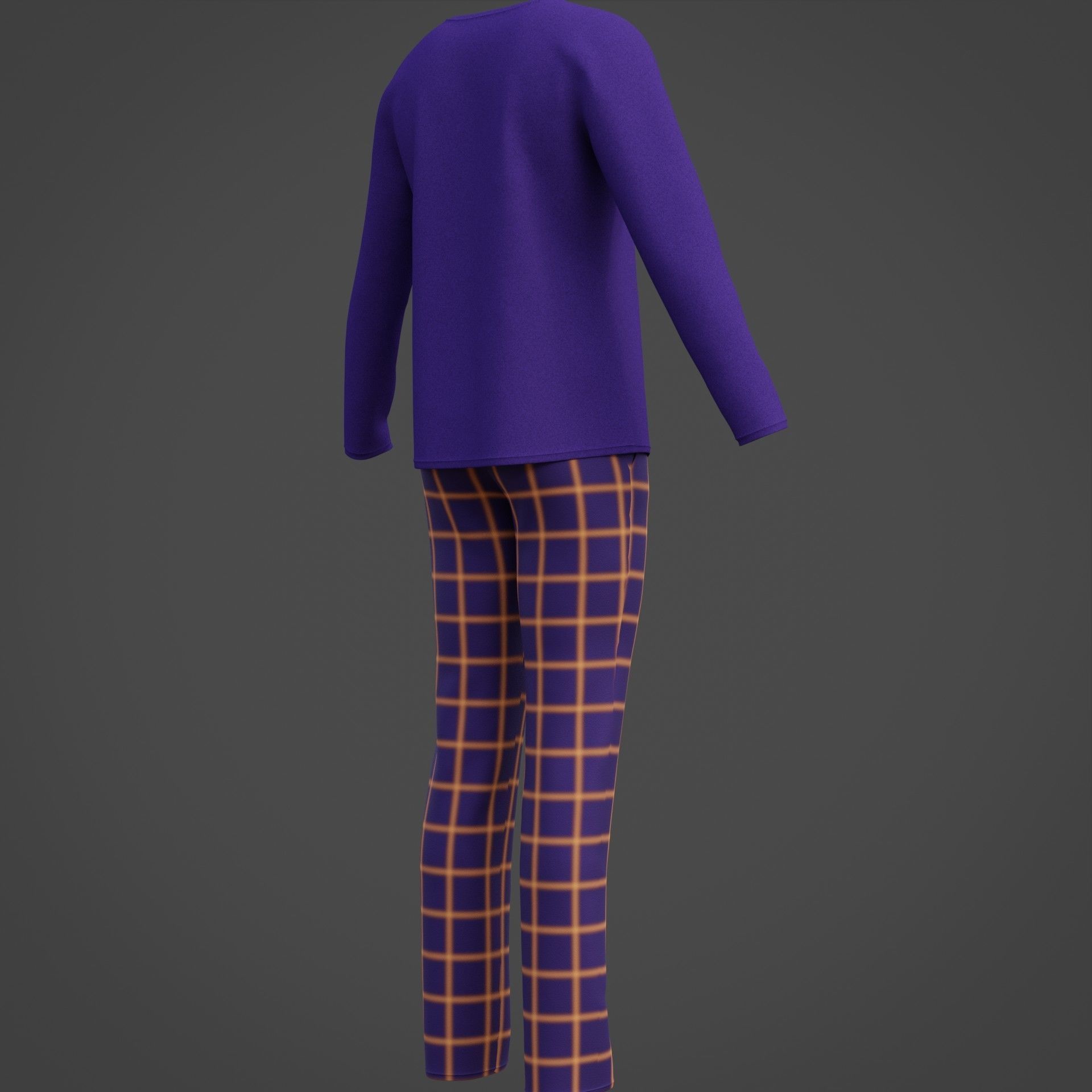 Male casual outfit -  Pyjamas 3D model_9