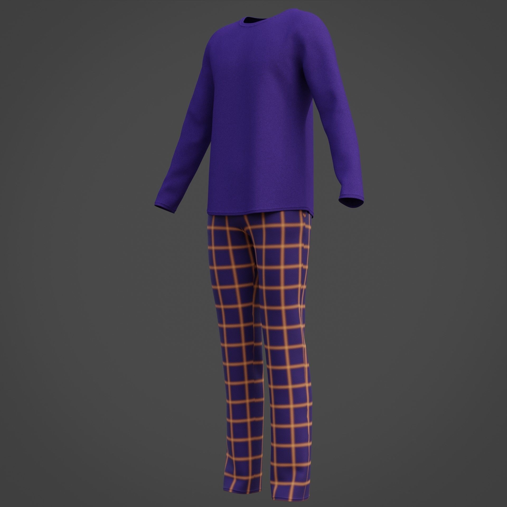 Male casual outfit -  Pyjamas 3D model_13