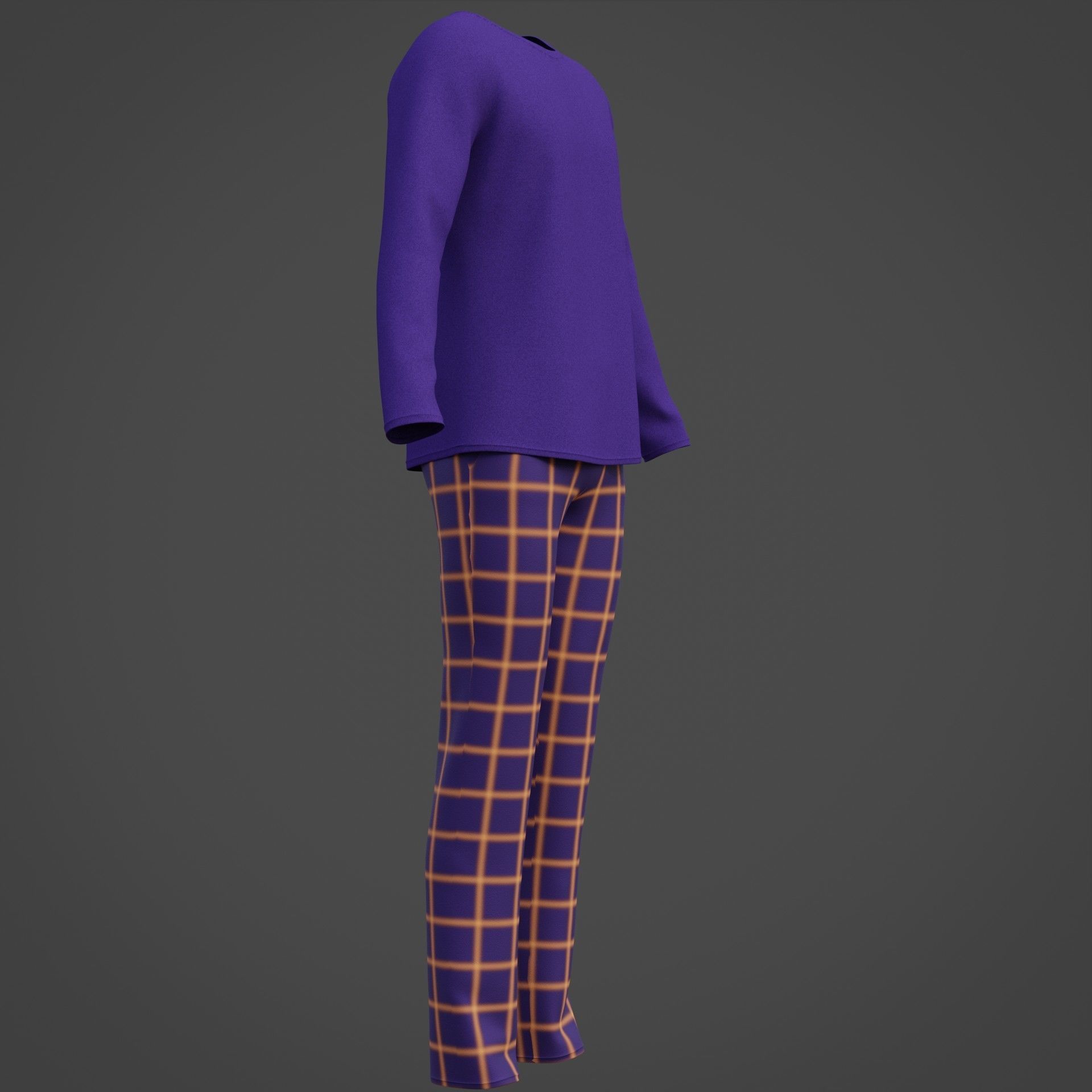 Male casual outfit -  Pyjamas 3D model_6