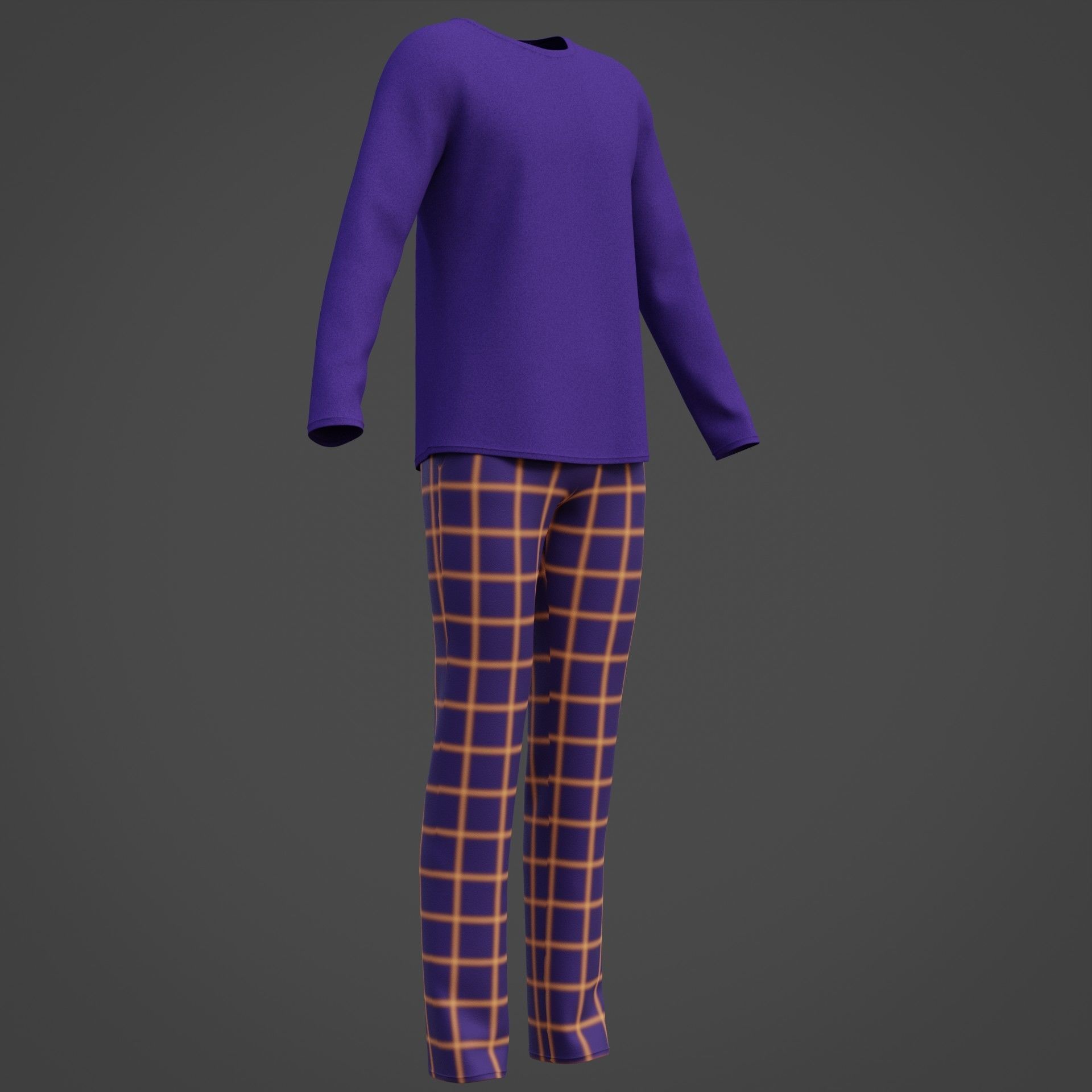 Male casual outfit -  Pyjamas 3D model_5