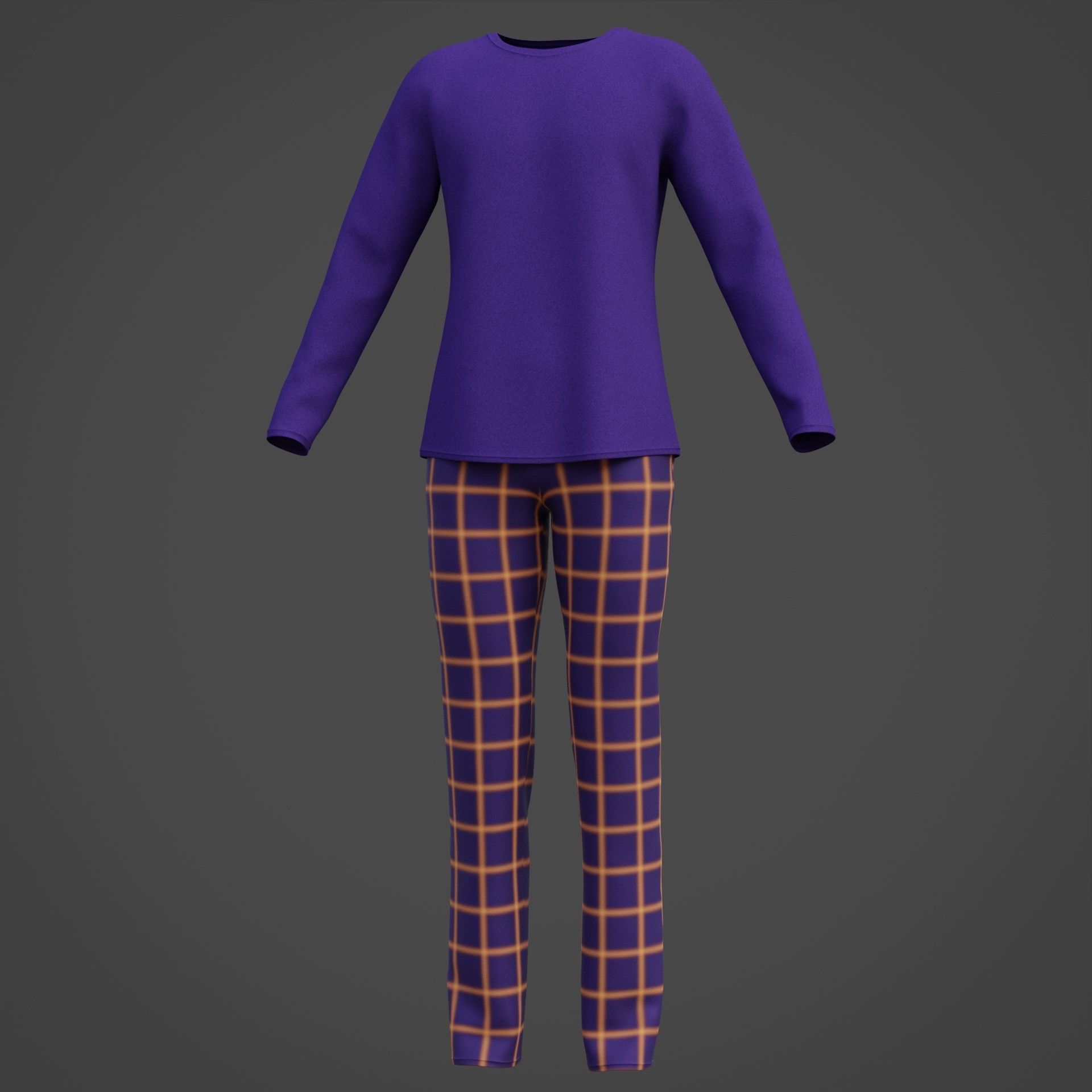 Male casual outfit -  Pyjamas 3D model_18
