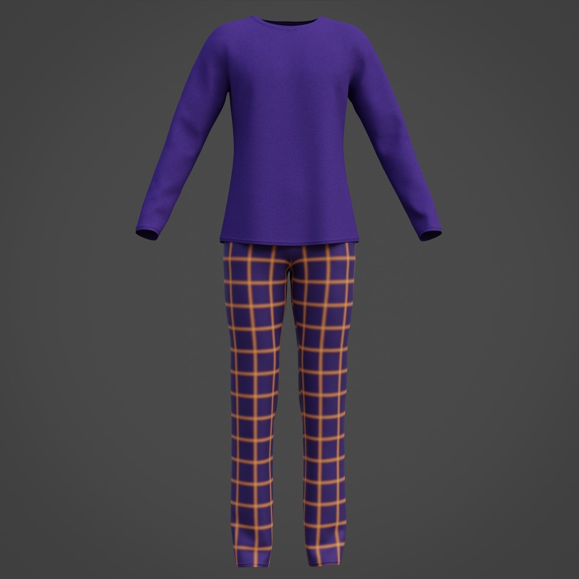 Male casual outfit -  Pyjamas 3D model_2