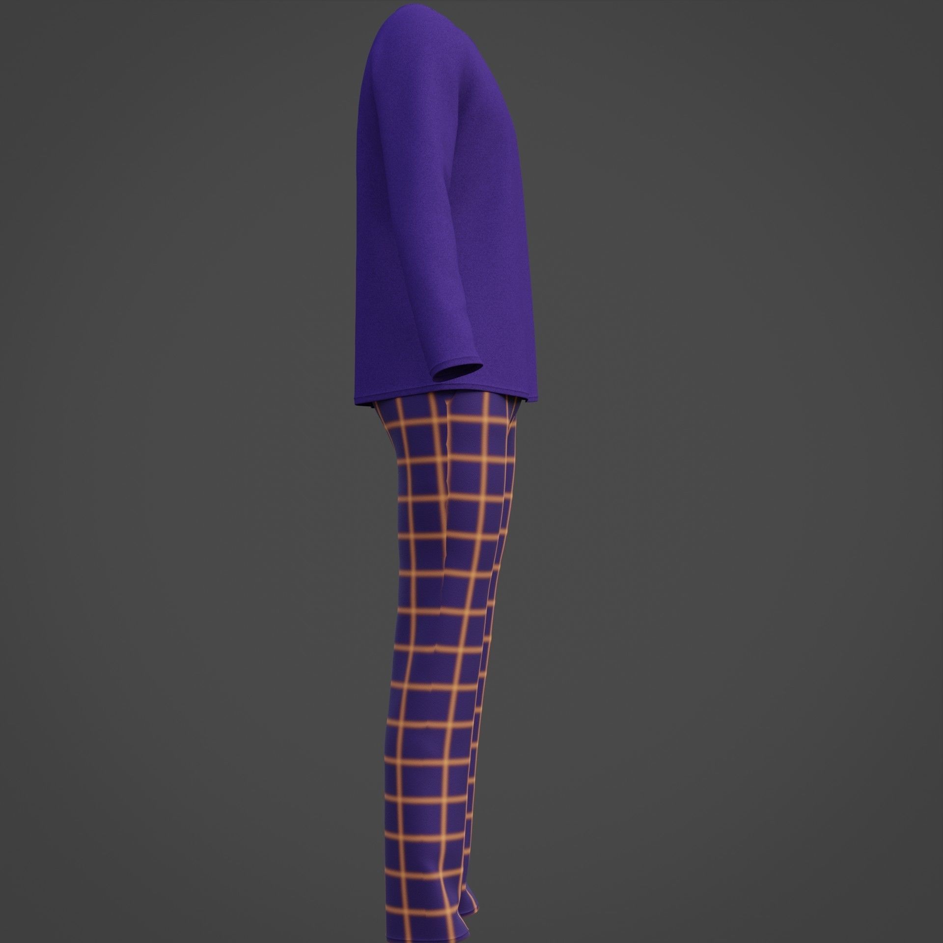 Male casual outfit -  Pyjamas 3D model_7