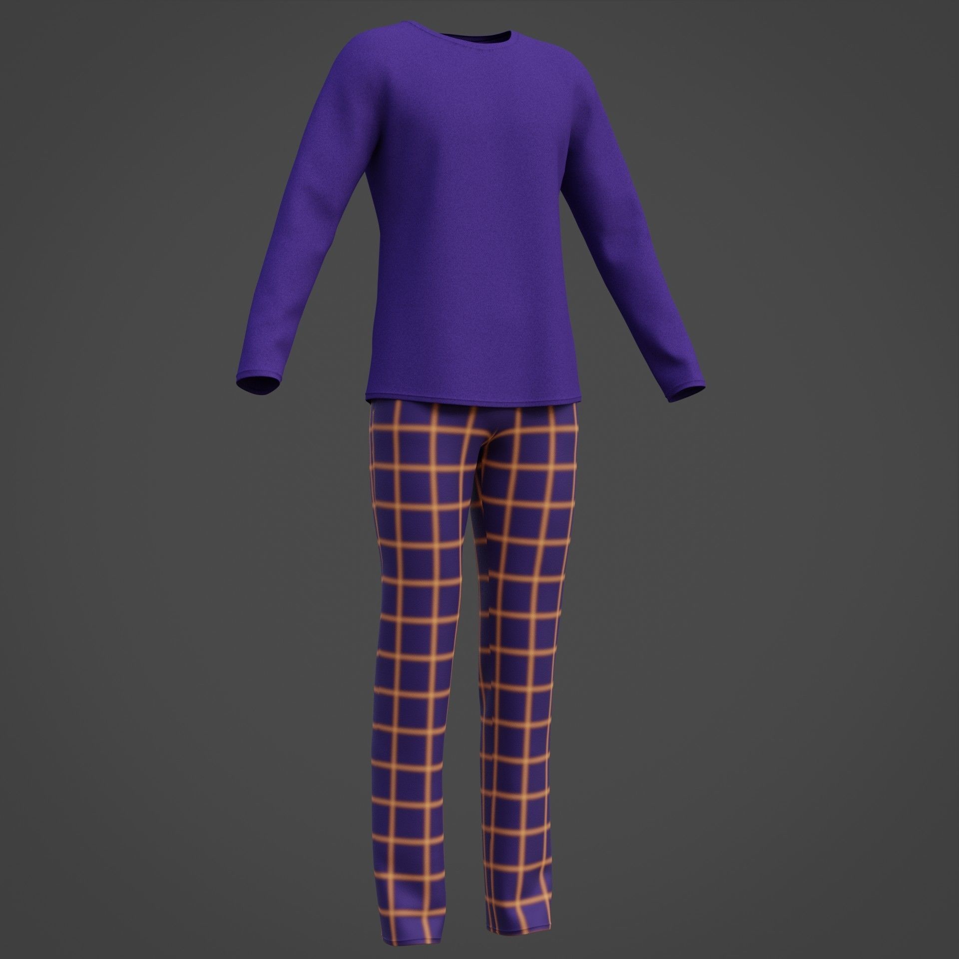 Male casual outfit -  Pyjamas 3D model_4