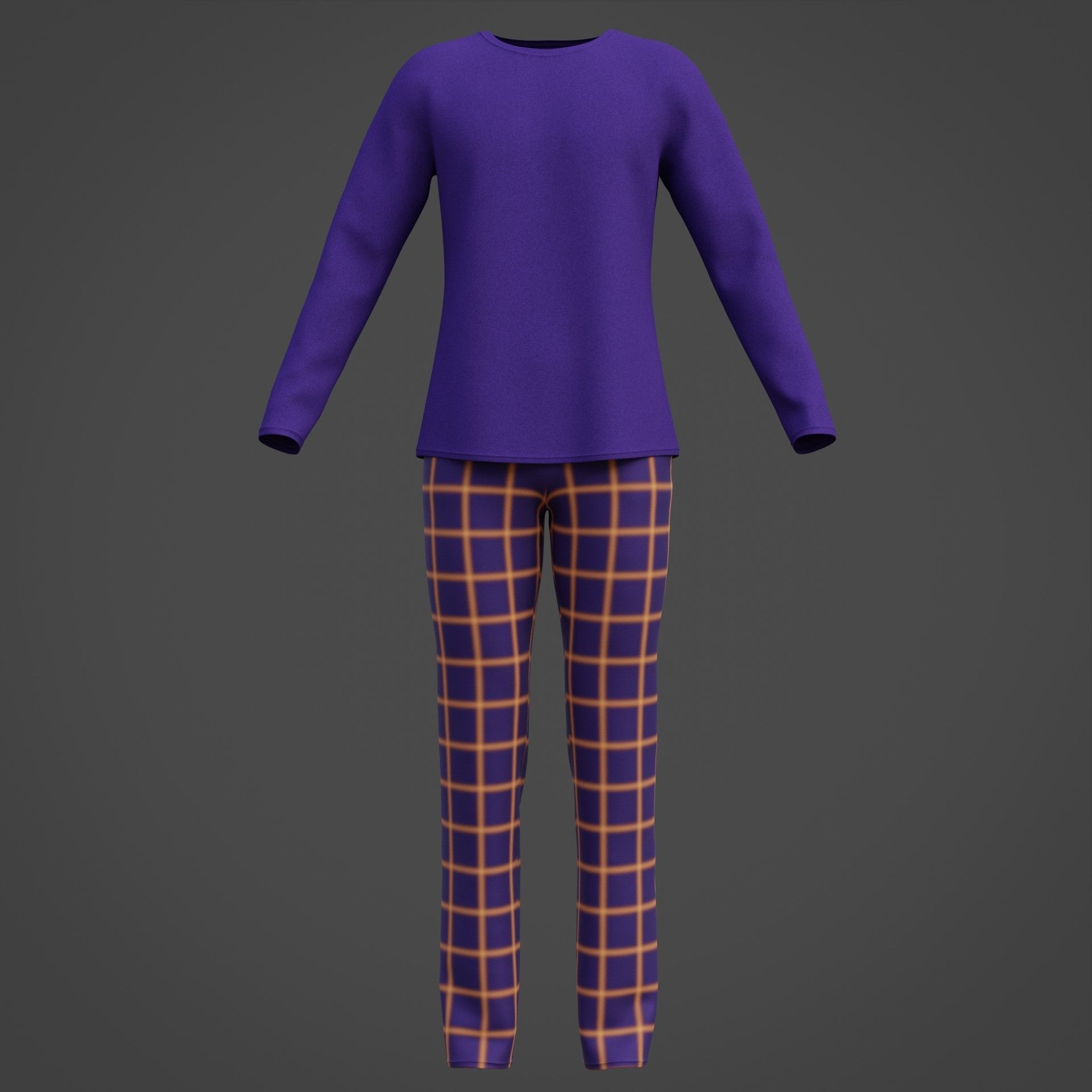 Male casual outfit -  Pyjamas 3D model_19