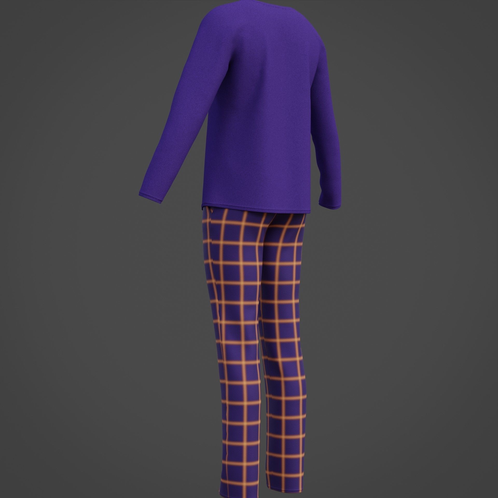 Male casual outfit -  Pyjamas 3D model_12