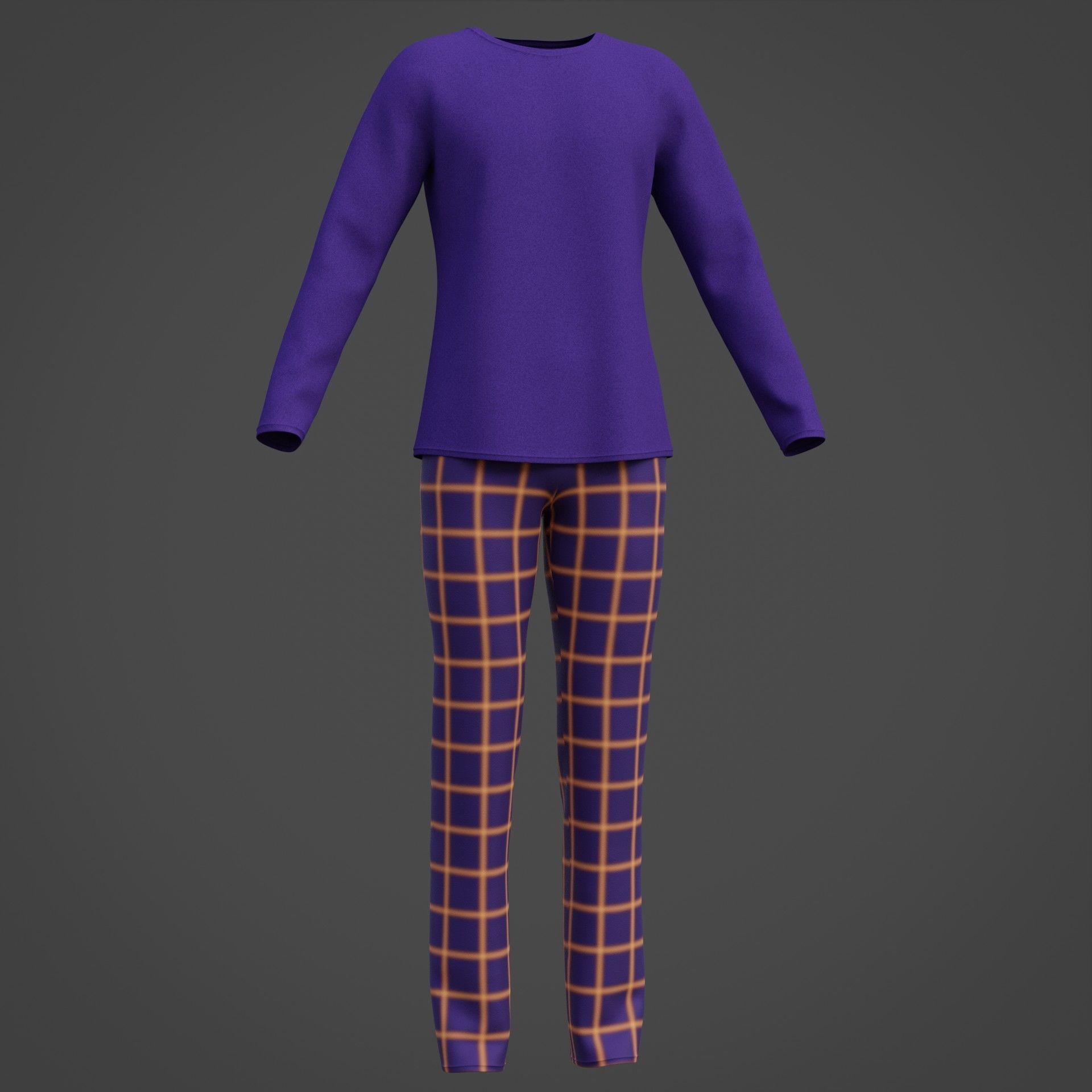 Male casual outfit -  Pyjamas 3D model_3