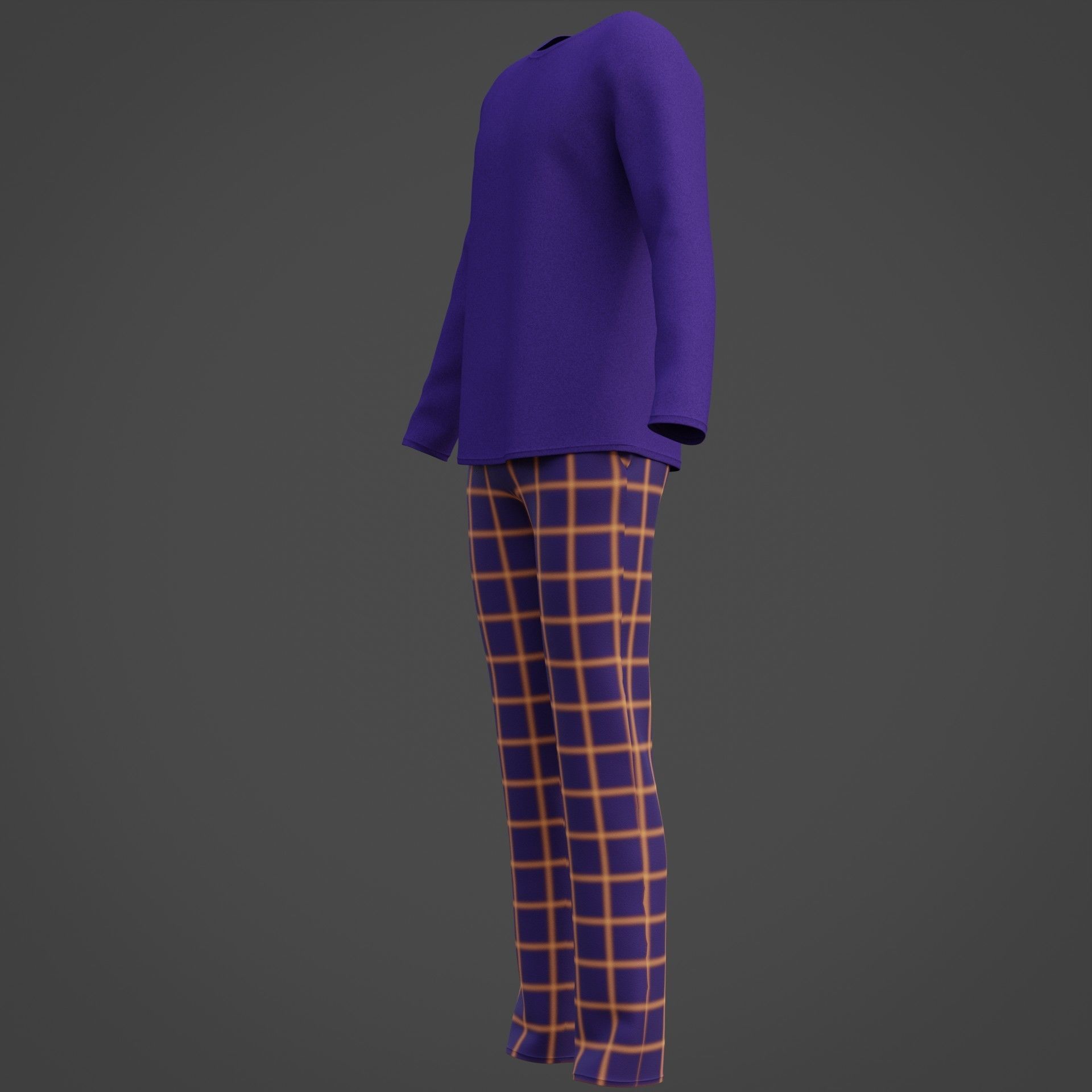 Male casual outfit -  Pyjamas 3D model_17