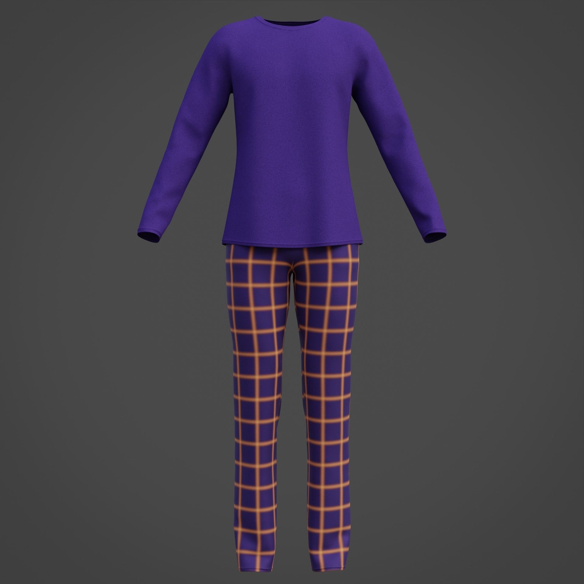 Male casual outfit -  Pyjamas 3D model_1