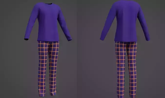 Male casual outfit -  Pyjamas 3D model