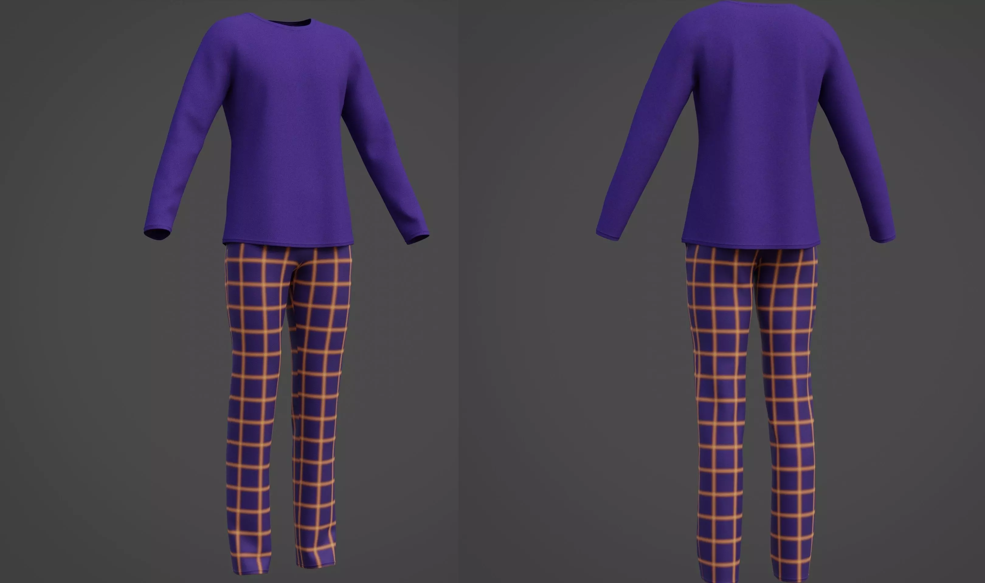 Male casual outfit -  Pyjamas 3D model_0