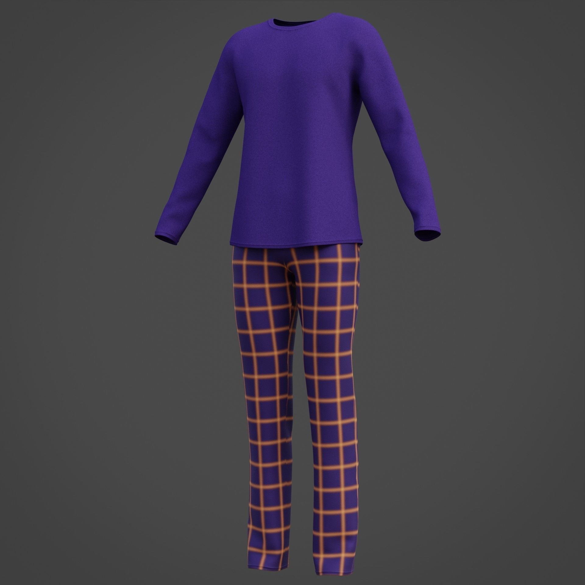 Male casual outfit -  Pyjamas 3D model_14