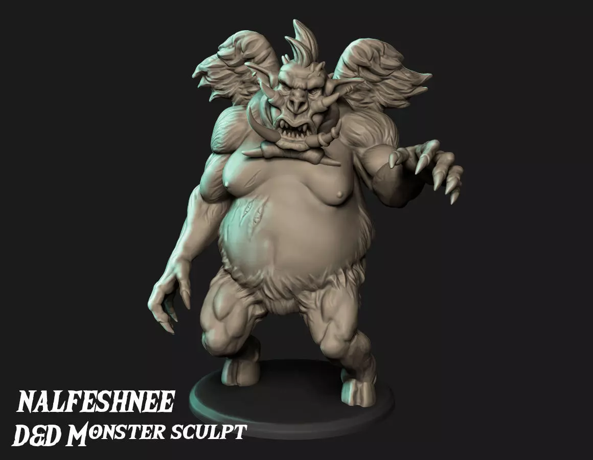 Nalfeshnee DnD monster miniature 3d print model 3D print model_0