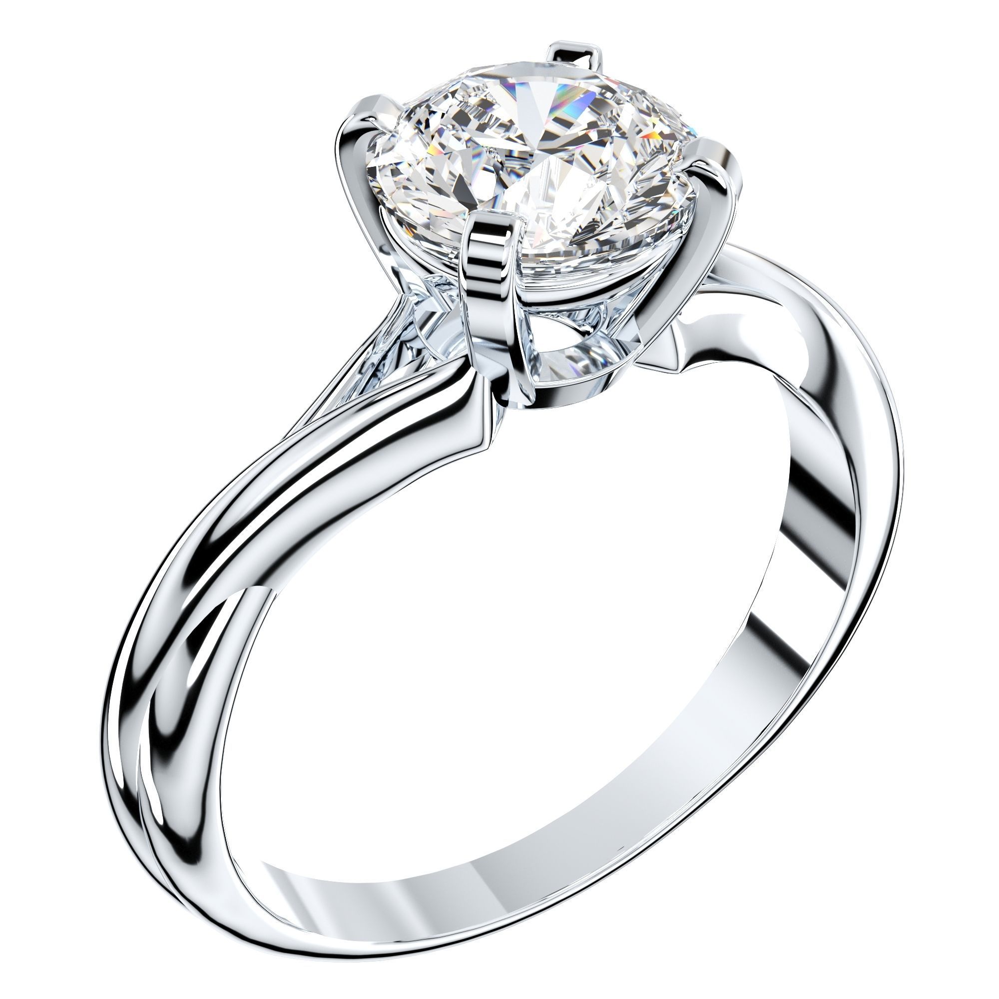 Twisted Engagement Solitaire Ring 3D CAD Design-O11031 3D print model_10