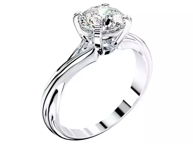 Twisted Engagement Solitaire Ring 3D CAD Design-O11031 3D print model
