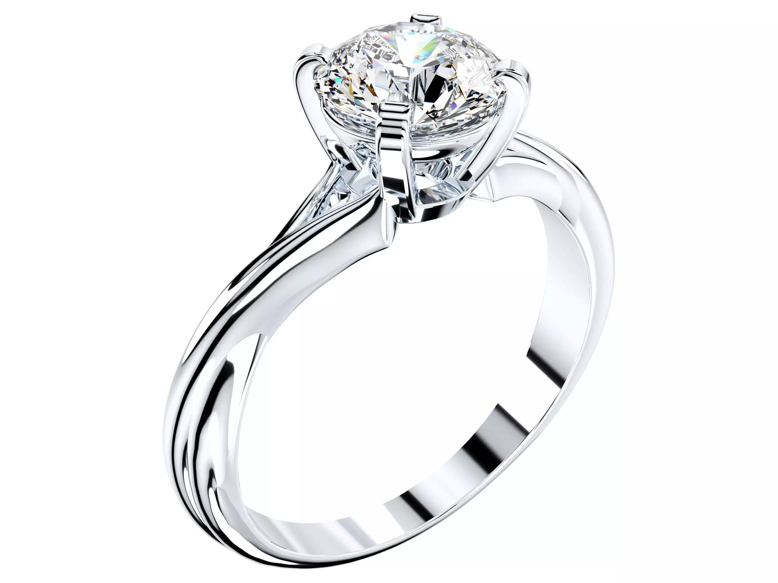 Twisted Engagement Solitaire Ring 3D CAD Design-O11031 3D print model_0