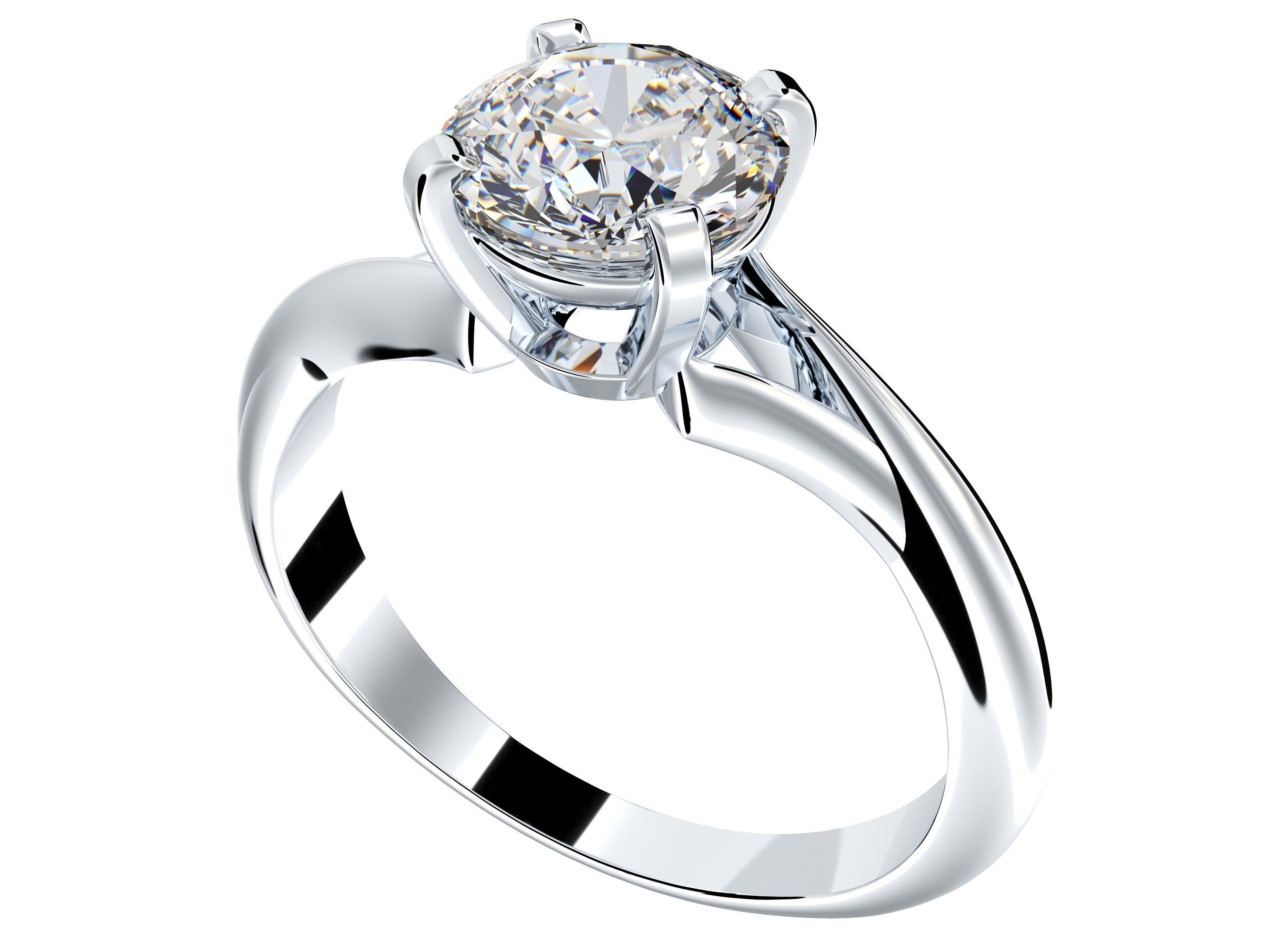 Twisted Engagement Solitaire Ring 3D CAD Design-O11031 3D print model_2