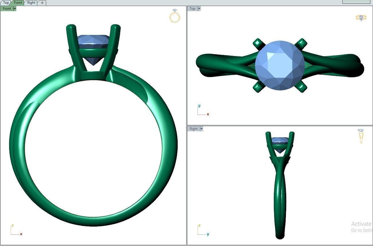 Twisted Engagement Solitaire Ring 3D CAD Design-O11031 3D print model_15