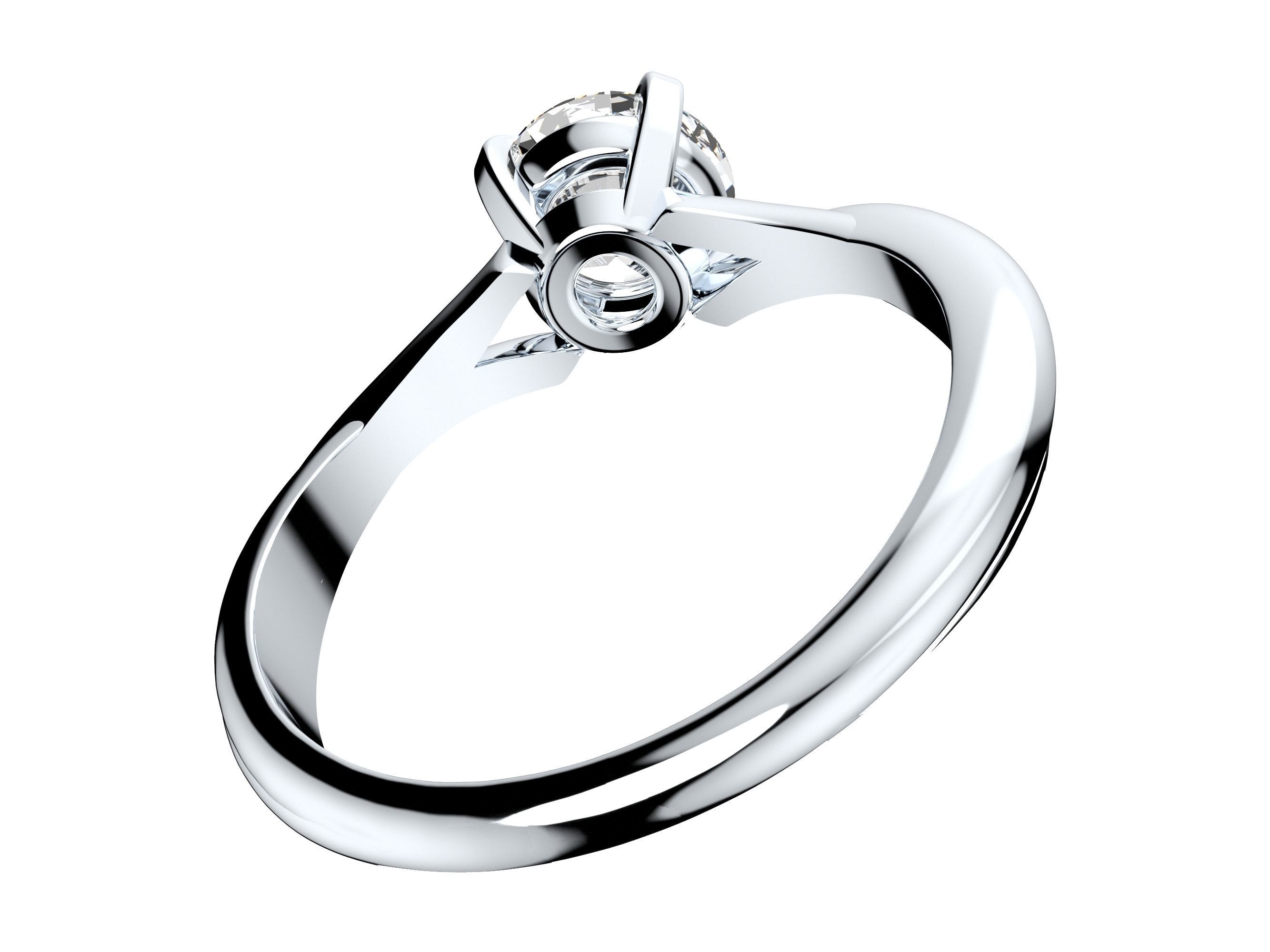 Twisted Engagement Solitaire Ring 3D CAD Design-O11031 3D print model_3