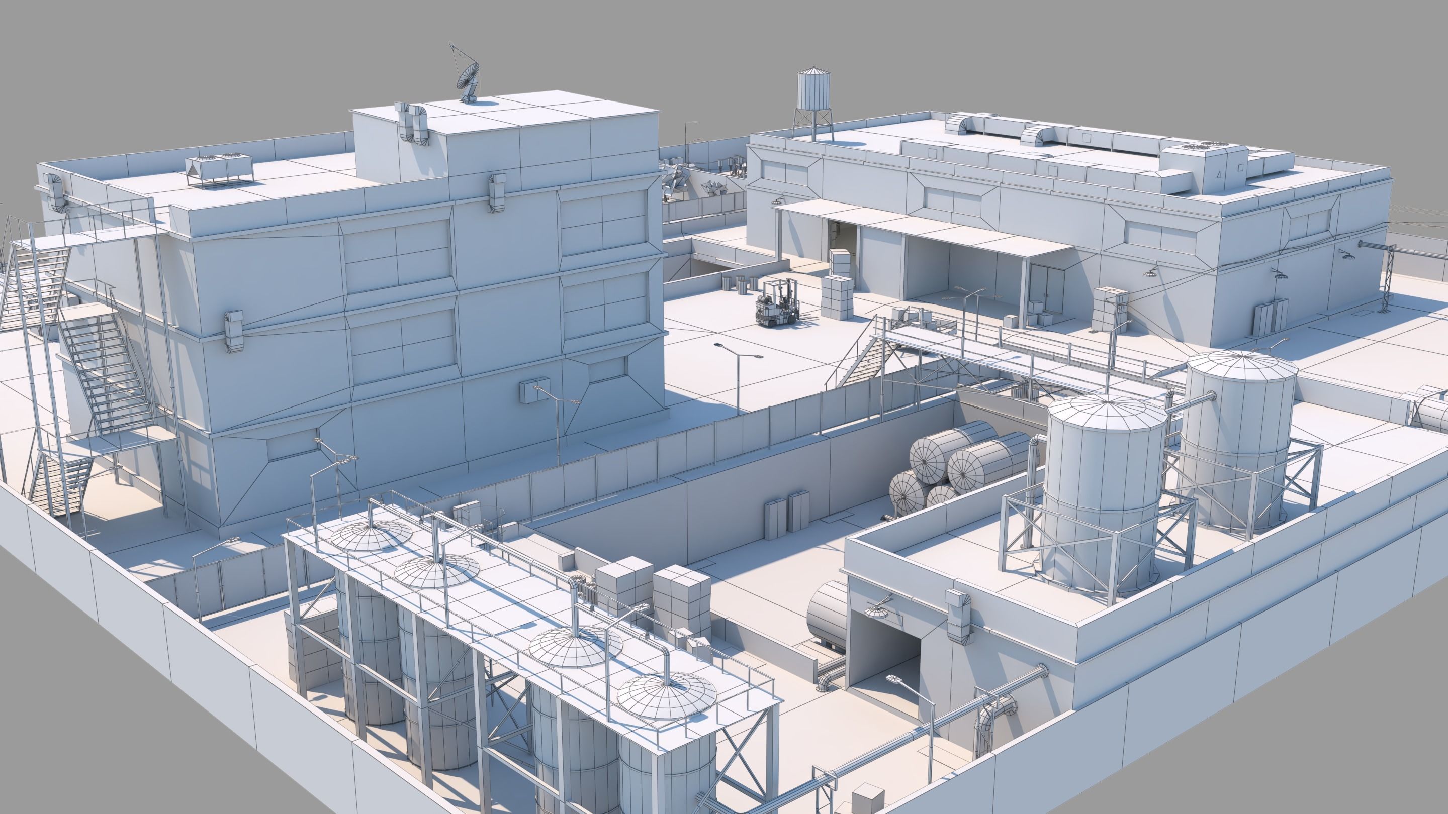Factory Complex - Scene Low-poly 3D model_5
