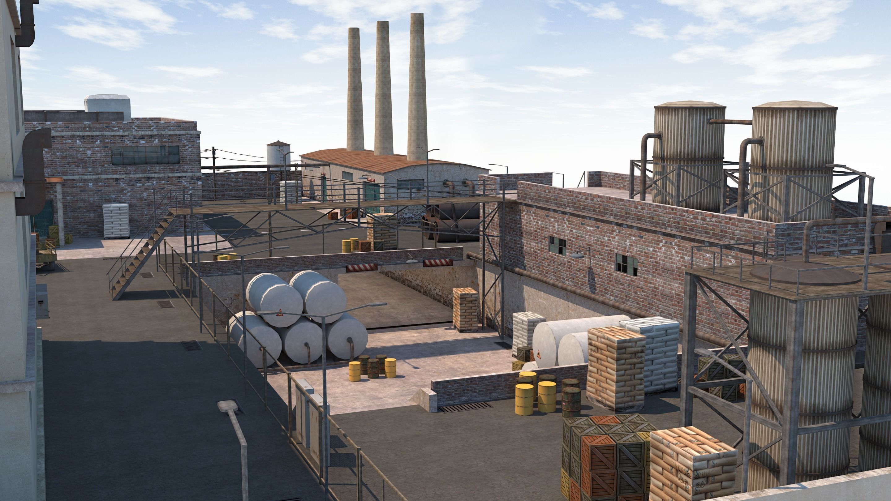 Factory Complex - Scene Low-poly 3D model_6