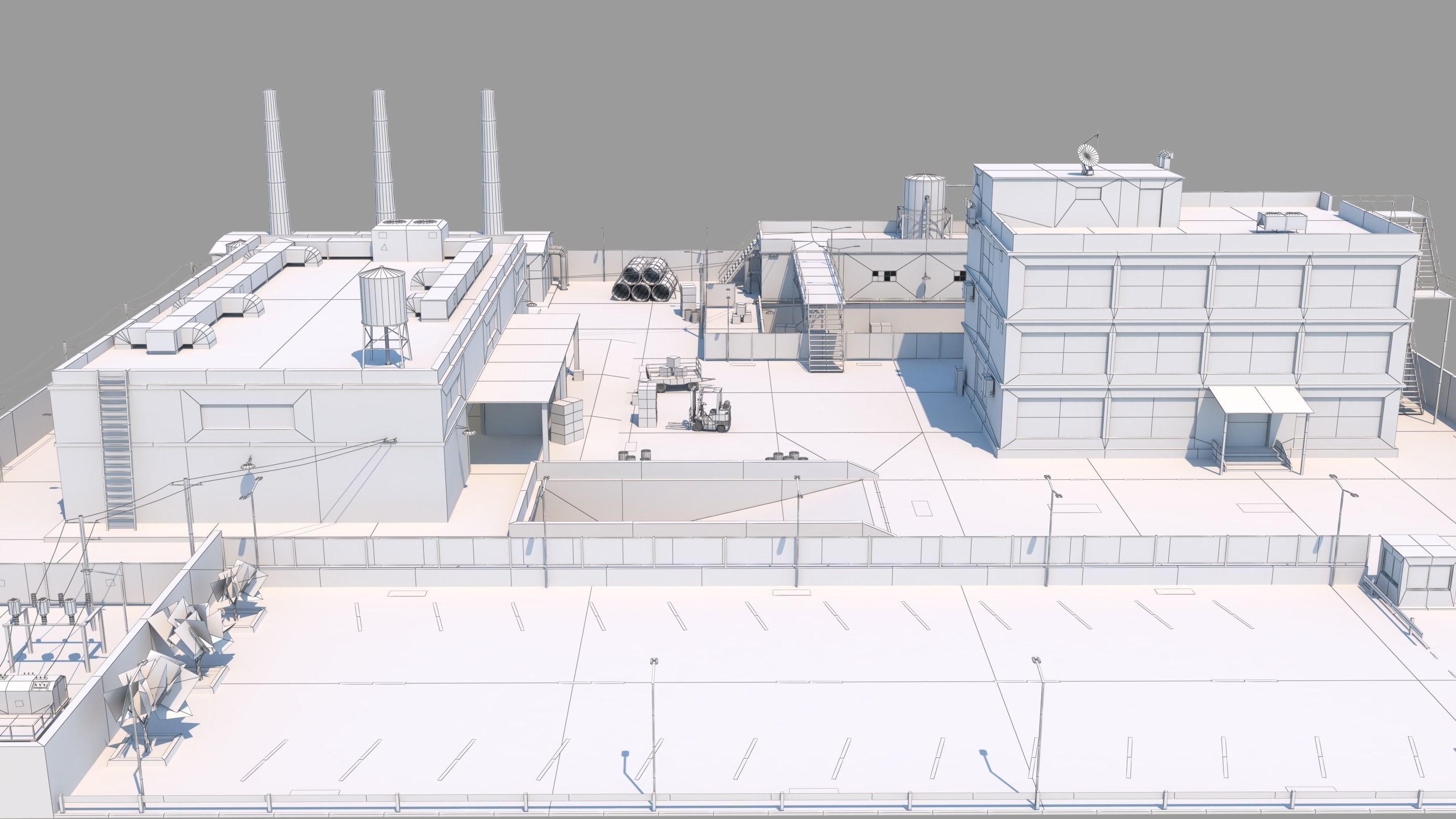 Factory Complex - Scene Low-poly 3D model_3