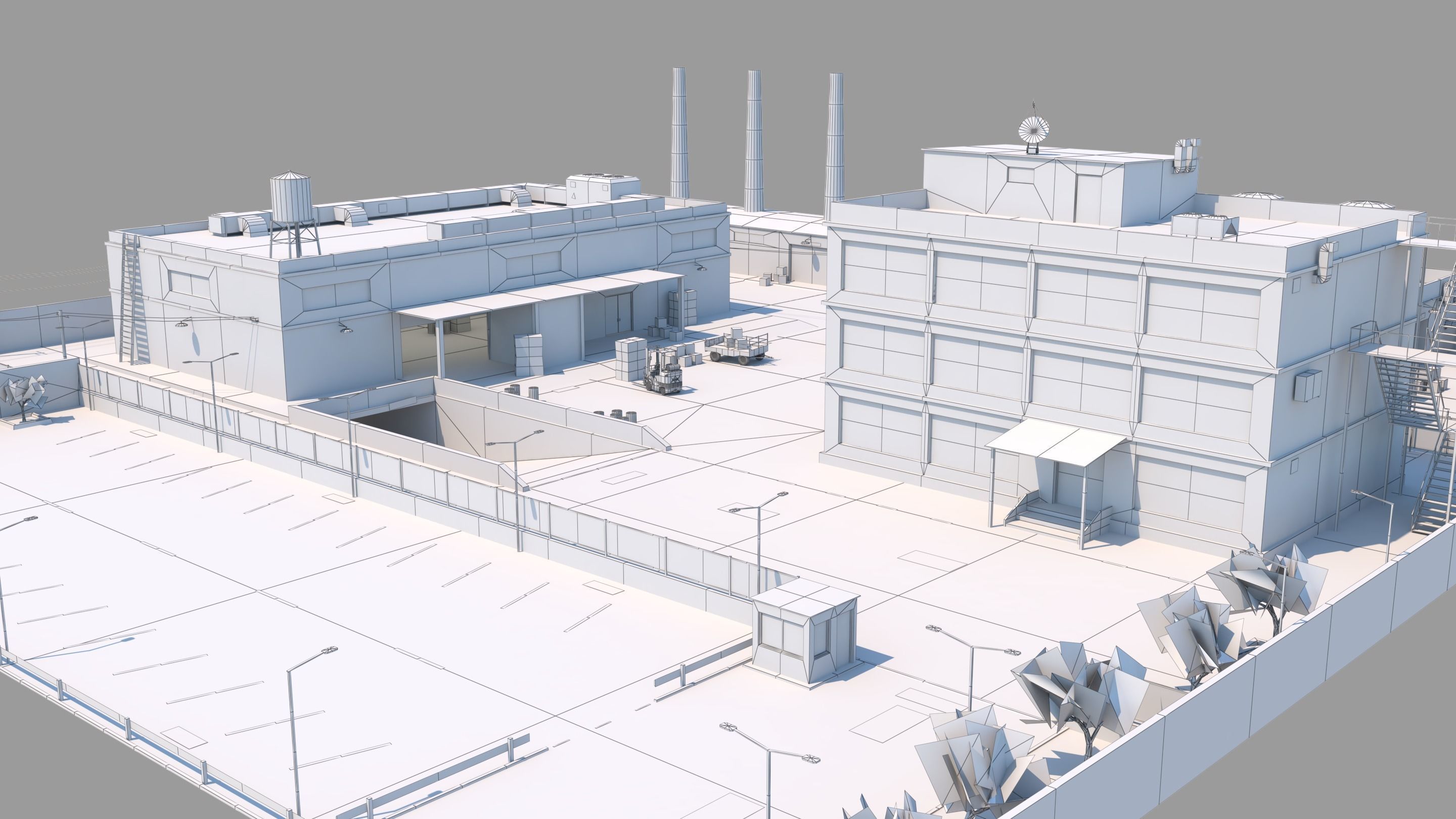 Factory Complex - Scene Low-poly 3D model_1