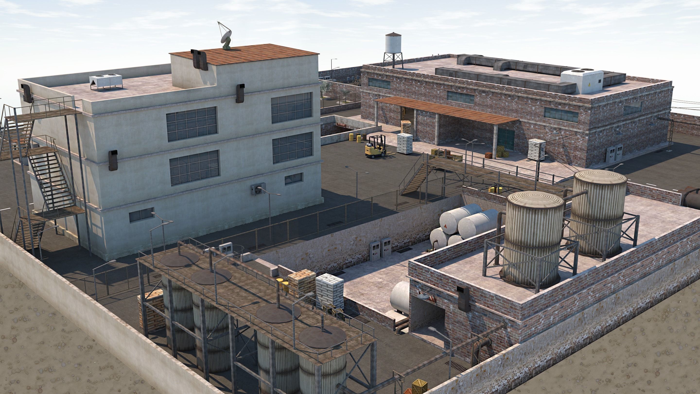 Factory Complex - Scene Low-poly 3D model_4