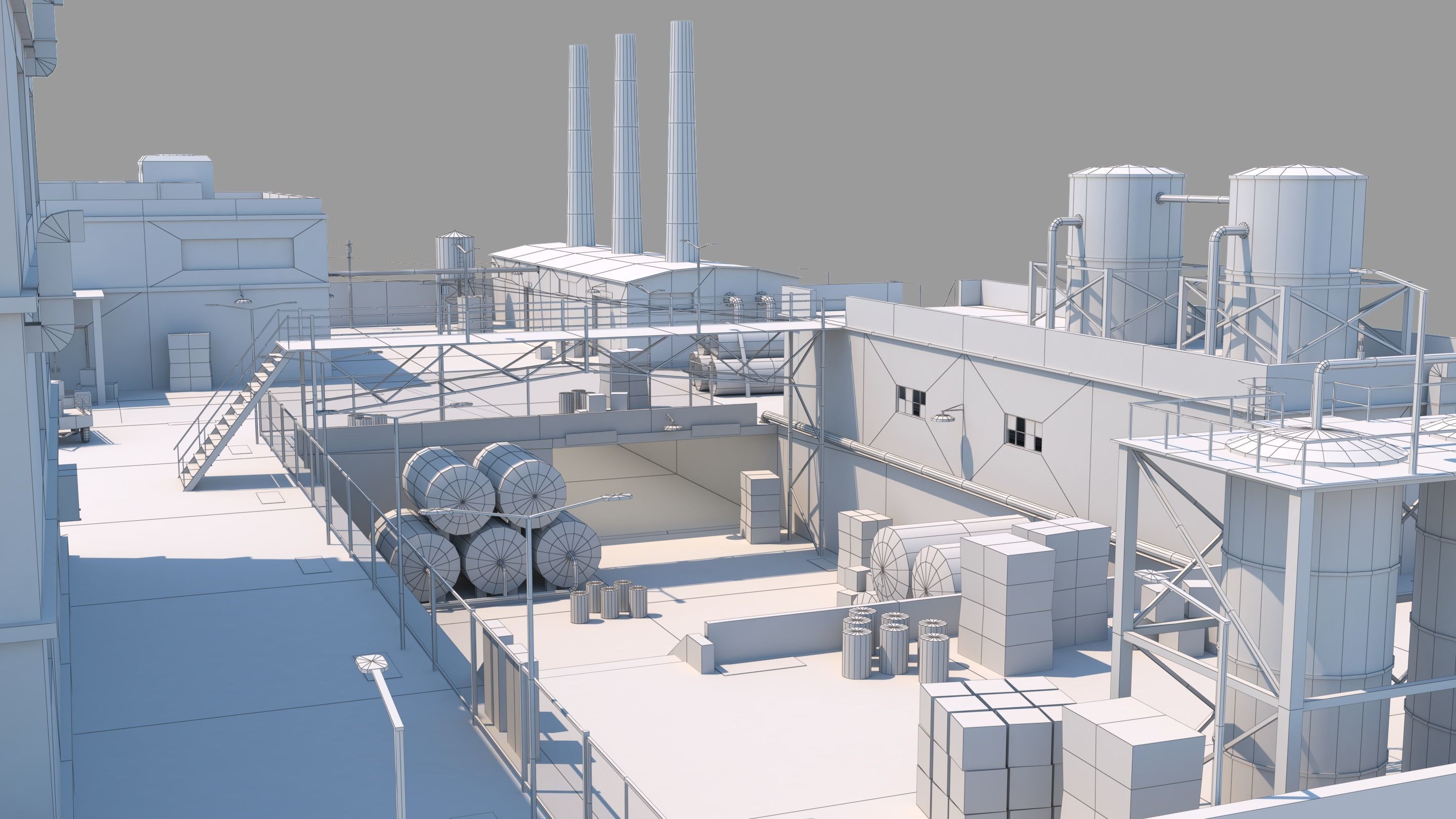 Factory Complex - Scene Low-poly 3D model_7