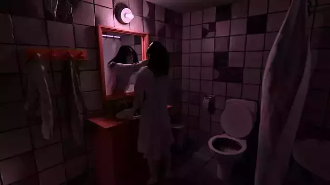 realistic dirty bathroom 3D model