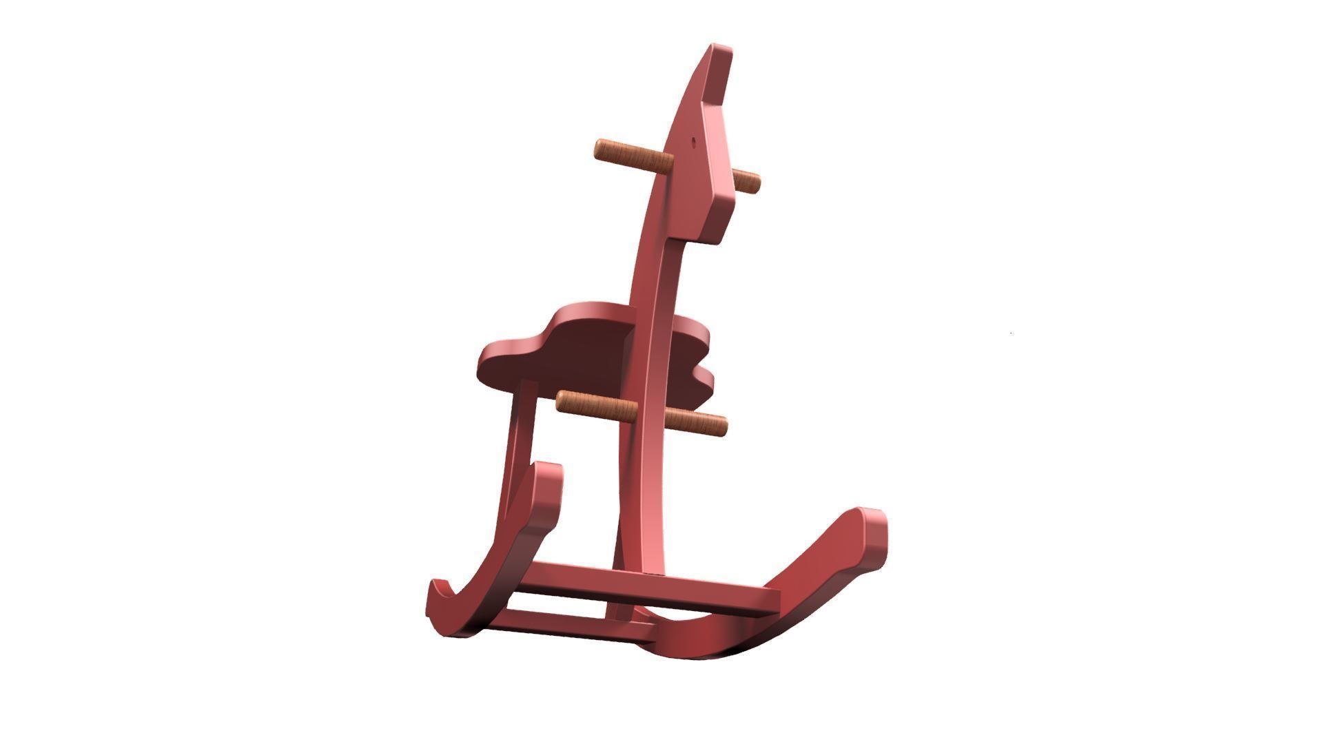 WOODEN SWING HORSE 3D model_2