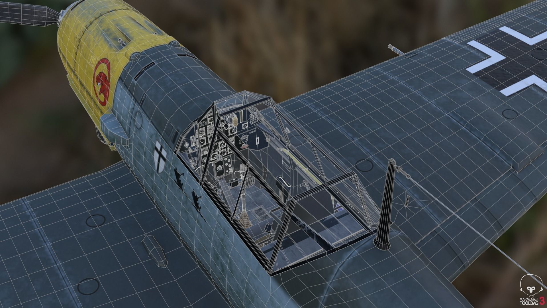 BF-109 E propeller plane 3D model_14