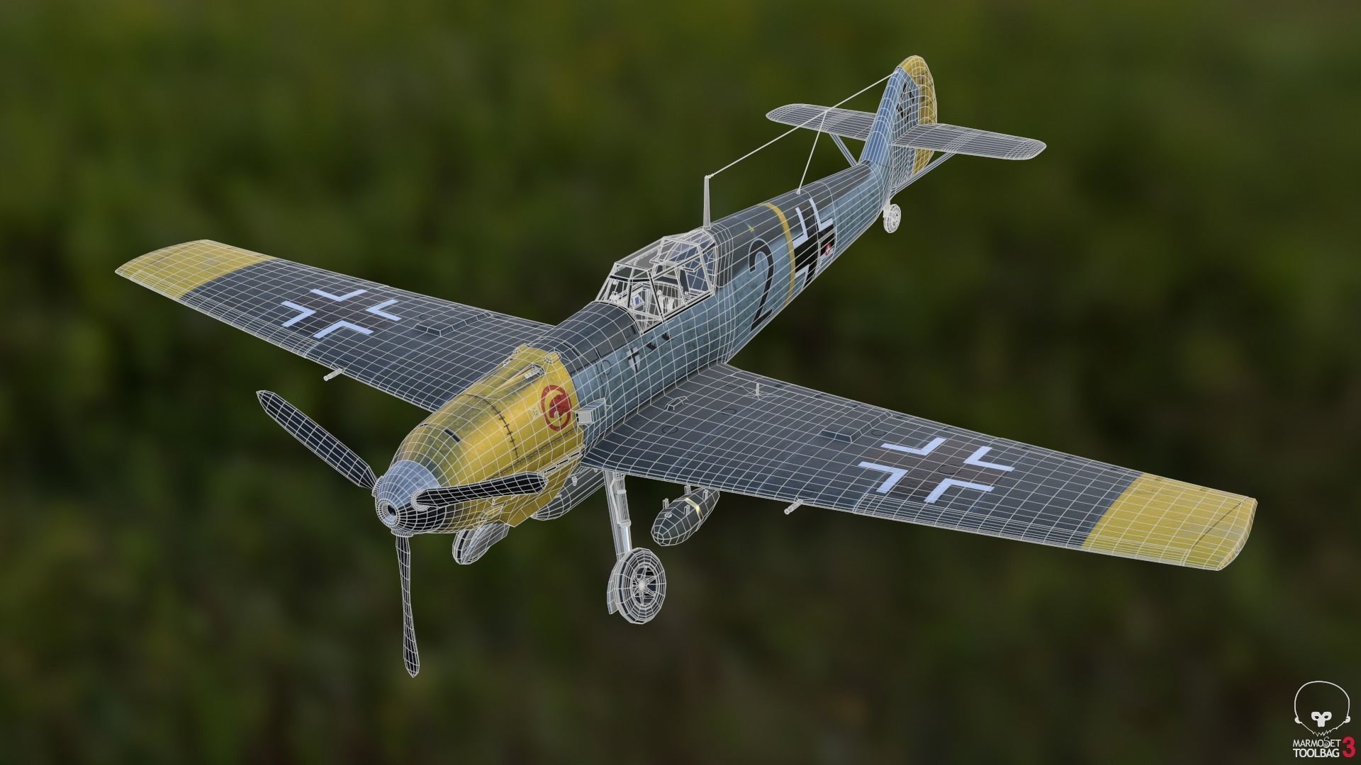 BF-109 E propeller plane 3D model_10