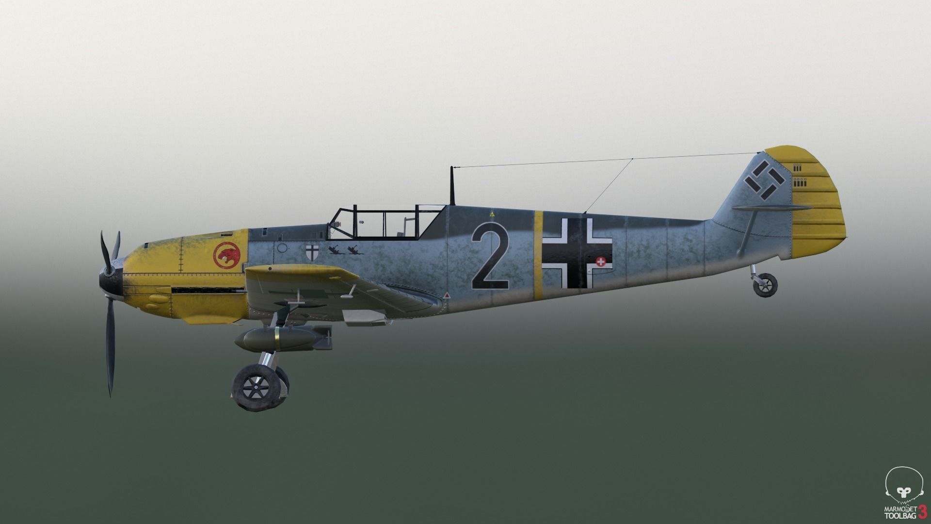 BF-109 E propeller plane 3D model_6