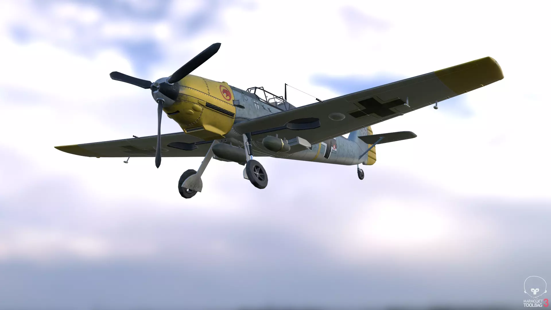 BF-109 E propeller plane 3D model_0