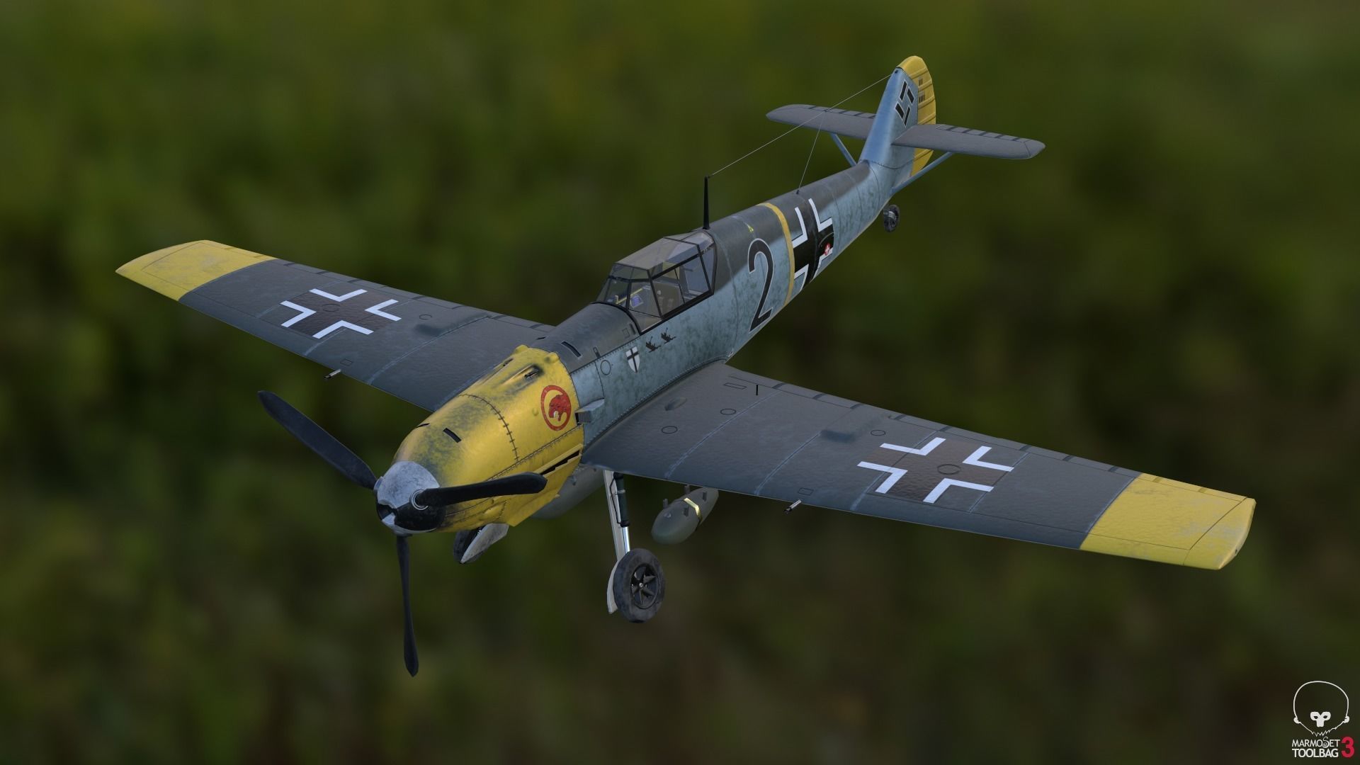 BF-109 E propeller plane 3D model_9