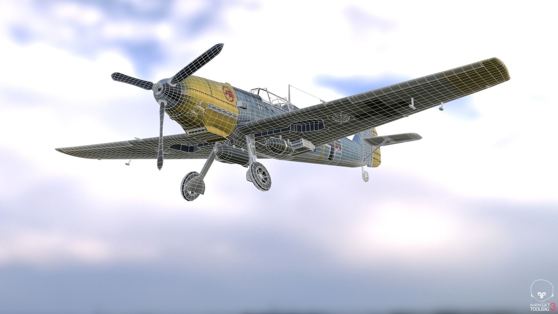 BF-109 E propeller plane 3D model_4