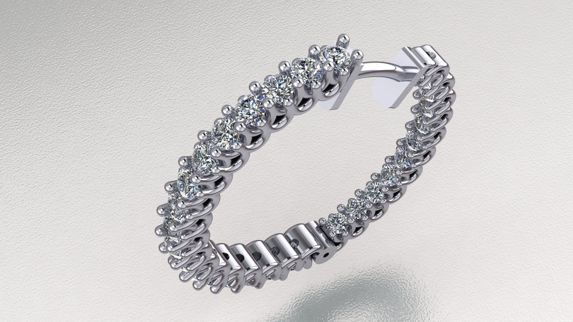 Earring gold diamond hoop earrings 3D print model_1