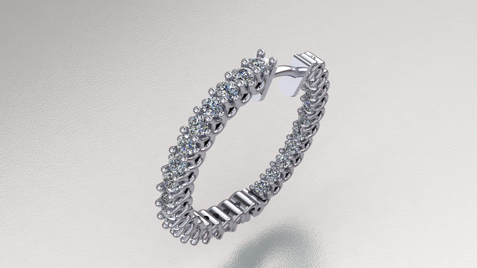 Earring gold diamond hoop earrings 3D print model_2