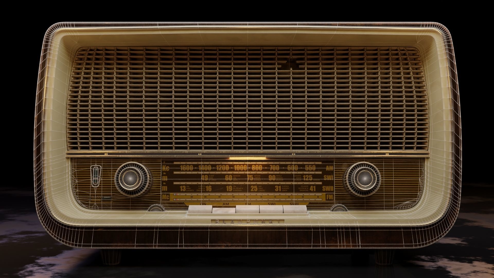 Old Antique Radio 3D model_14