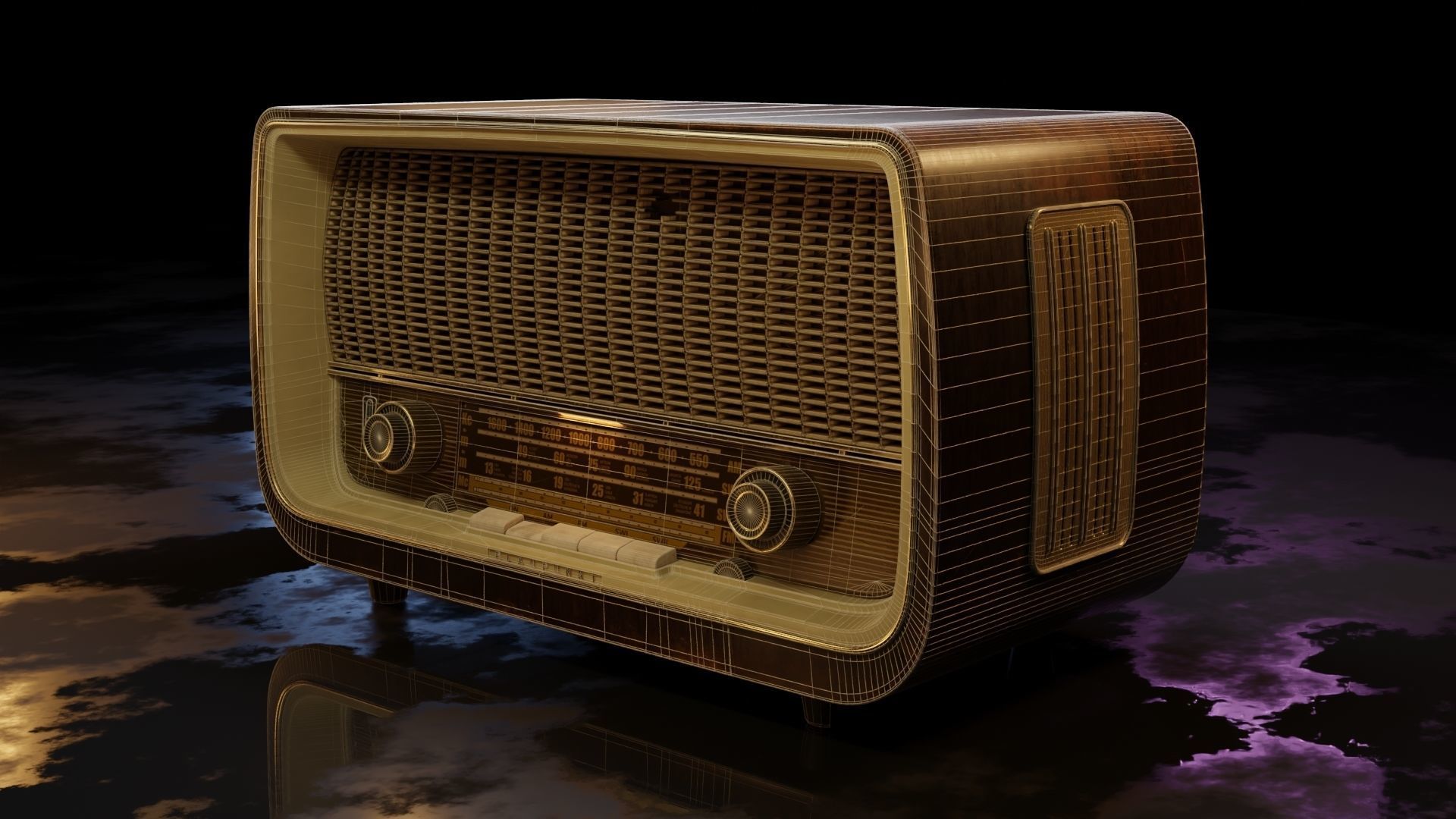 Old Antique Radio 3D model_12