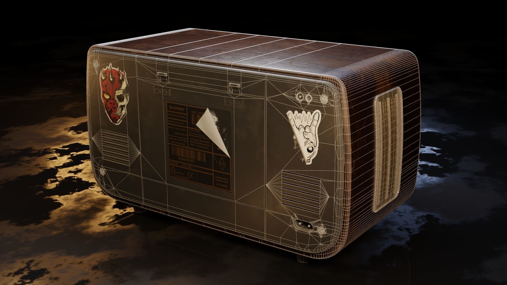 Old Antique Radio 3D model_13