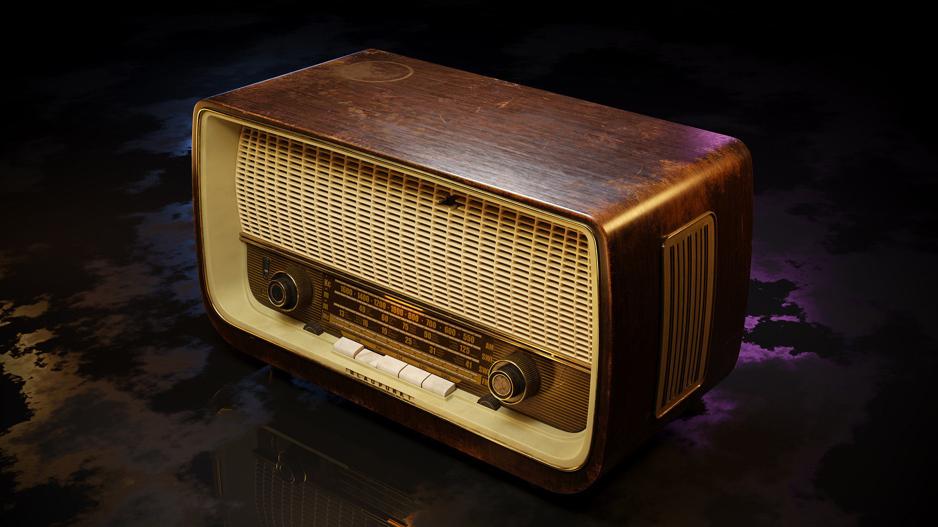 Old Antique Radio 3D model_5