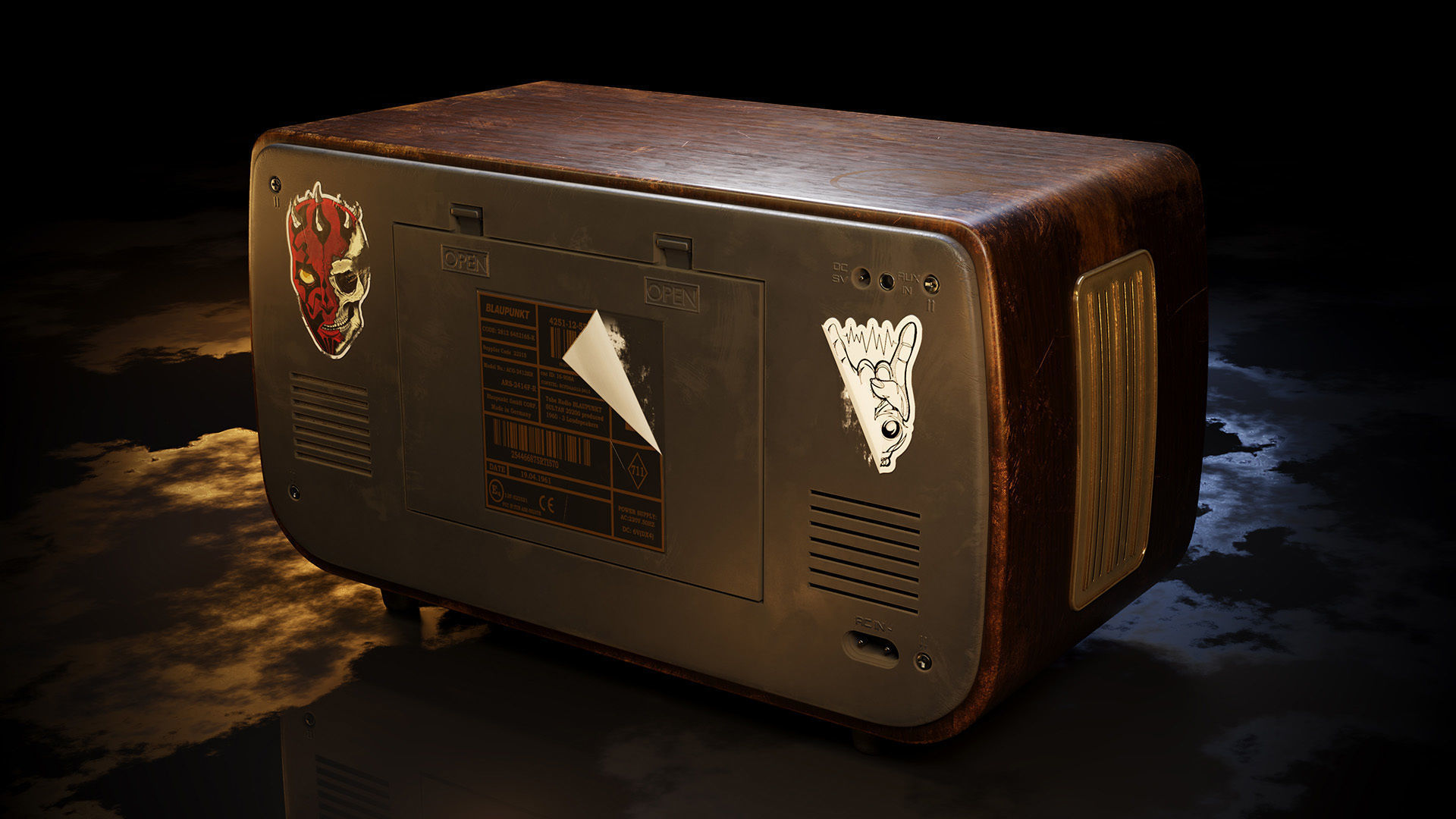 Old Antique Radio 3D model_3