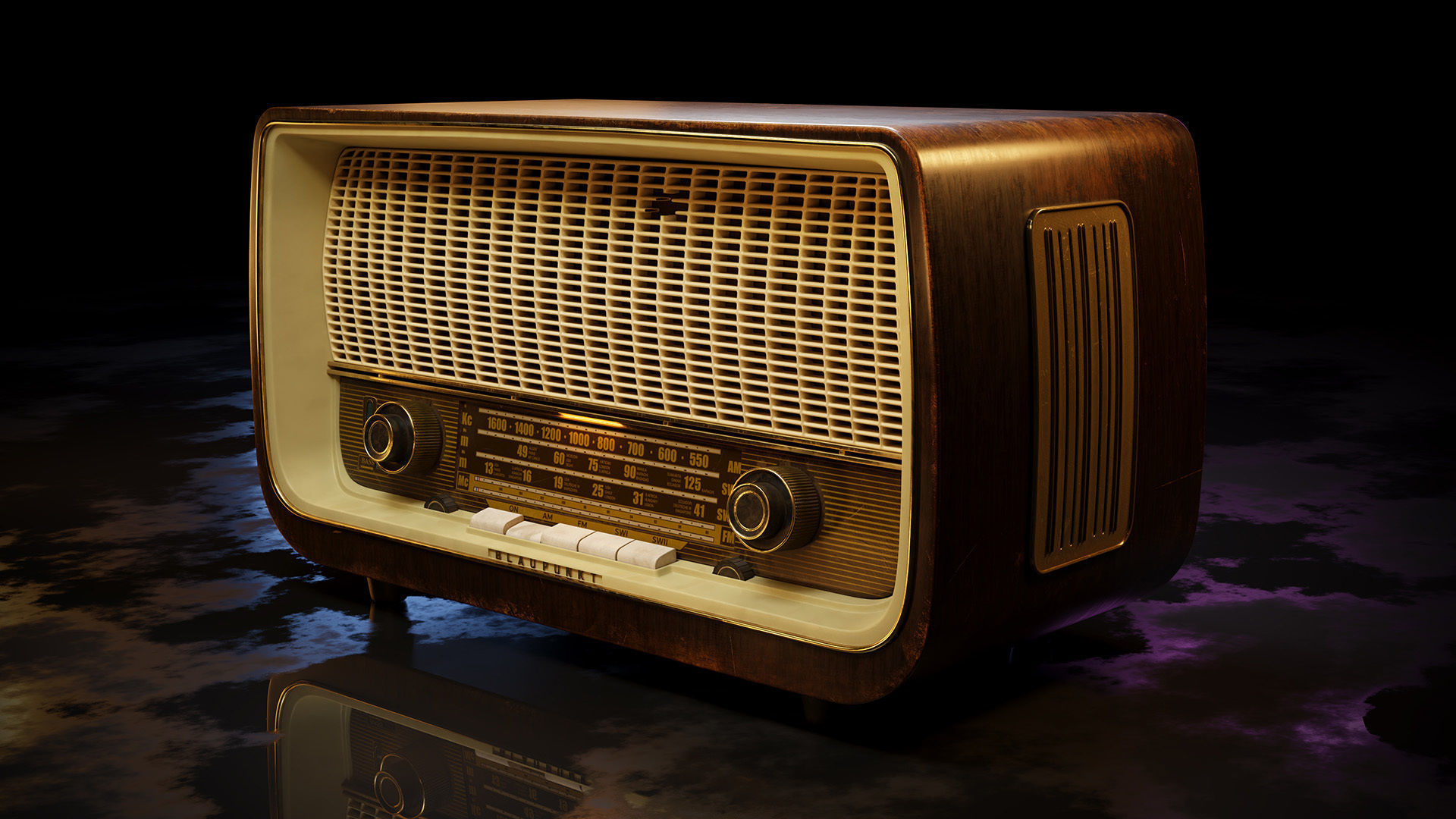 Old Antique Radio 3D model_4