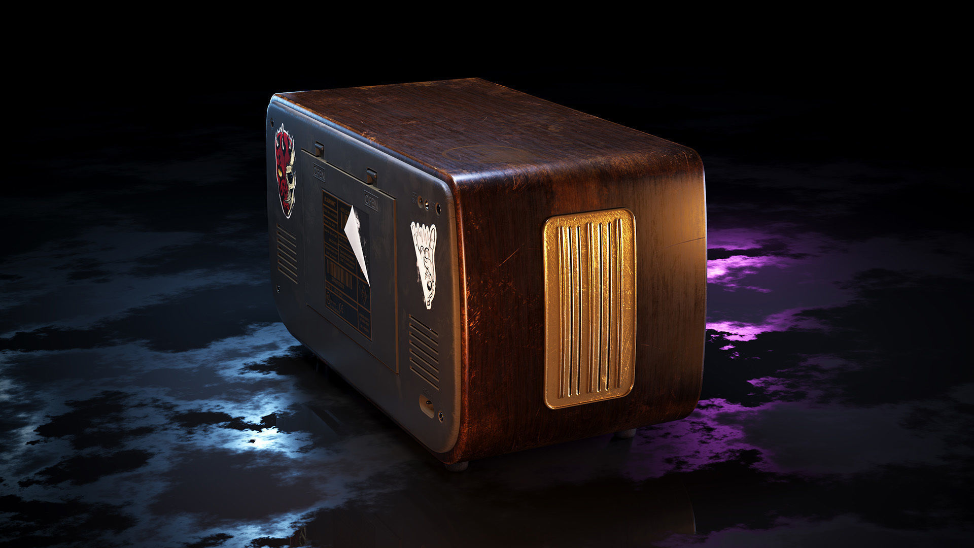 Old Antique Radio 3D model_9