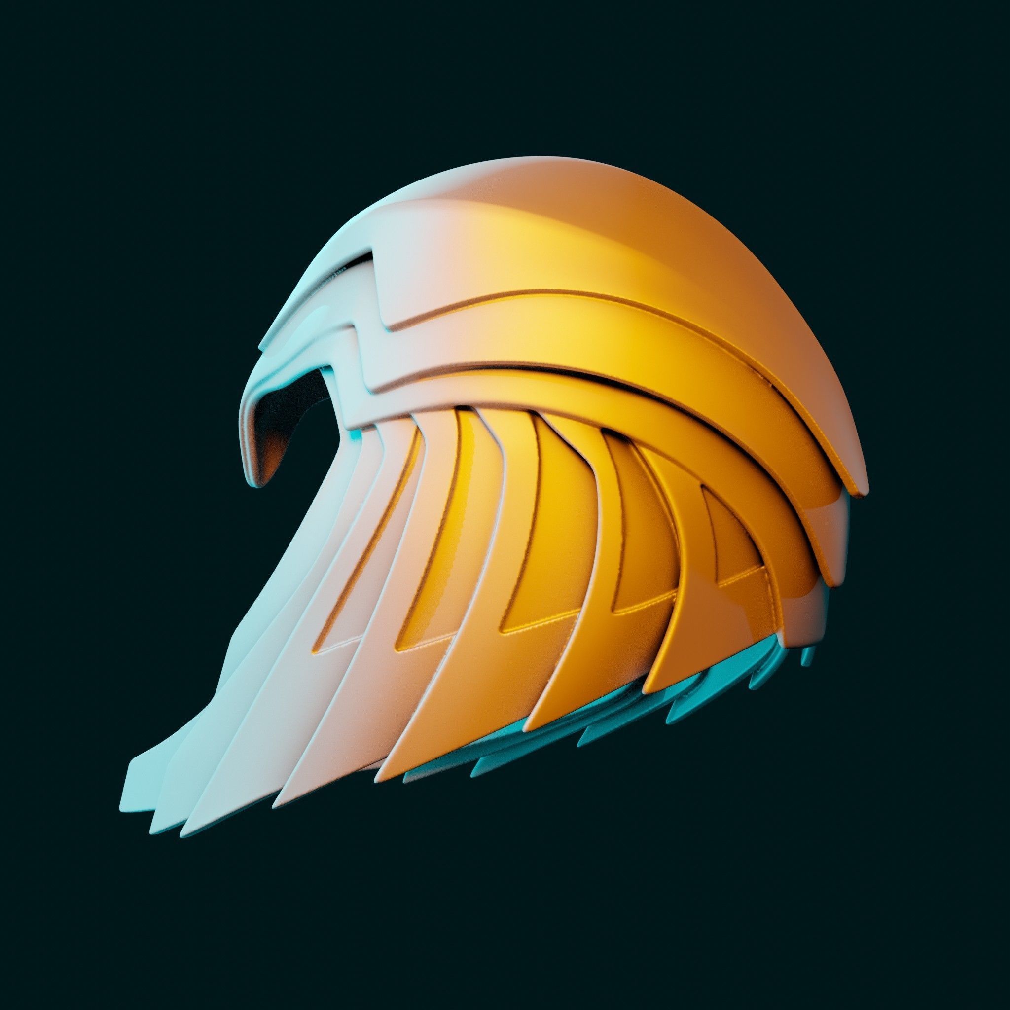 Asteria Golden Armor Helm inspired by Wonder Woman 84 3D print model_21