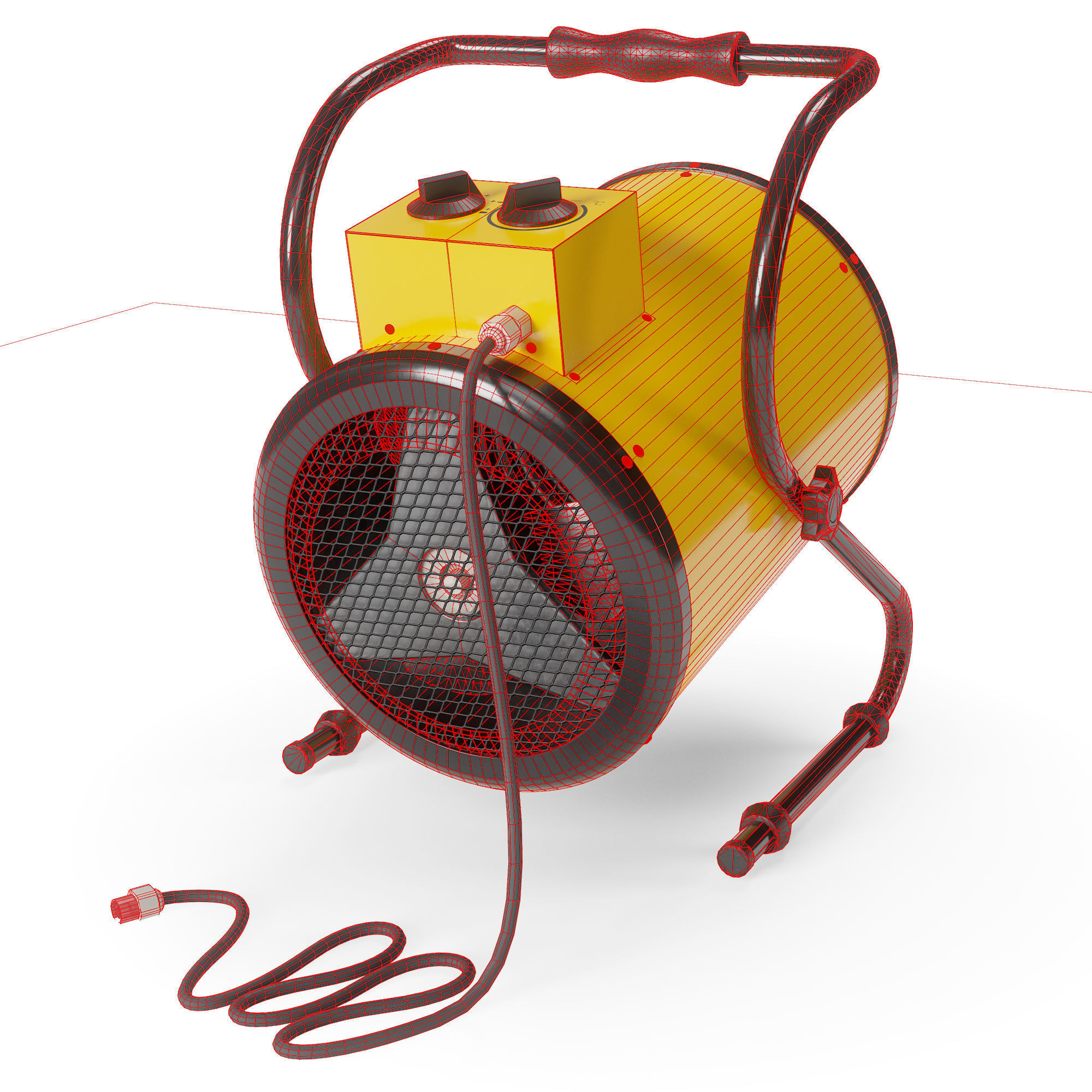 Electric Industrial Space Heater Workshop Warmer Air Heater Low-poly 3D model_11
